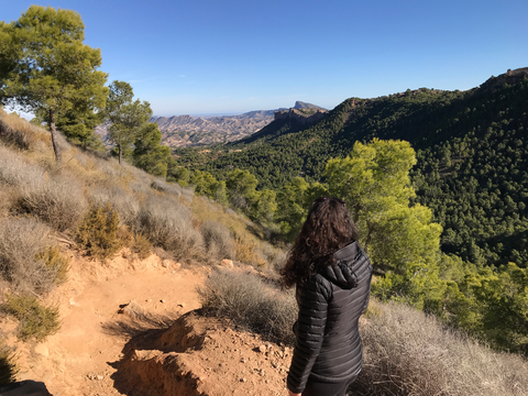 An image depicting the trail Umbrías de Santo Ángel (The Valley) PR MU 22 and its surrounding area.