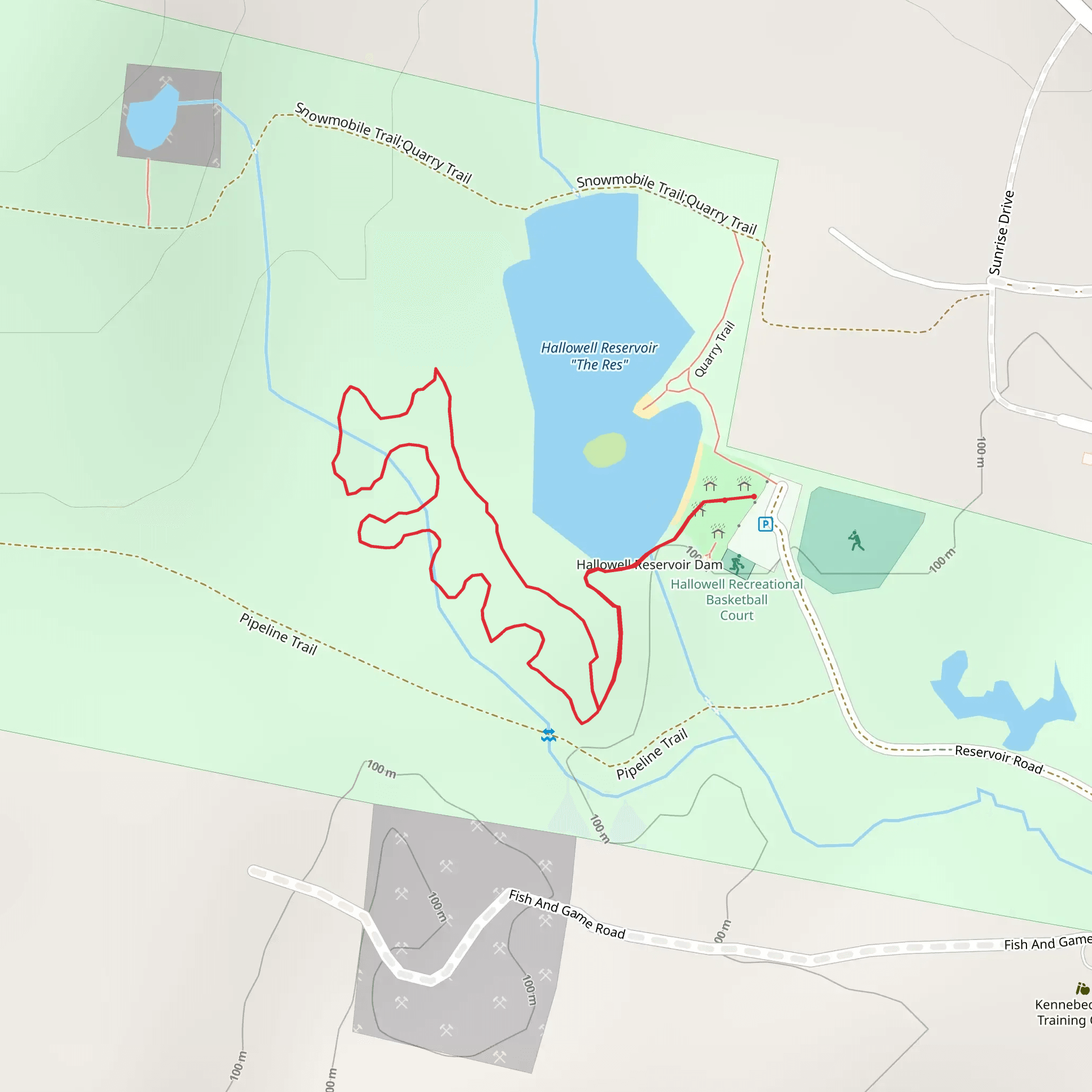 Hallowell Reservoir Loop mobile static map