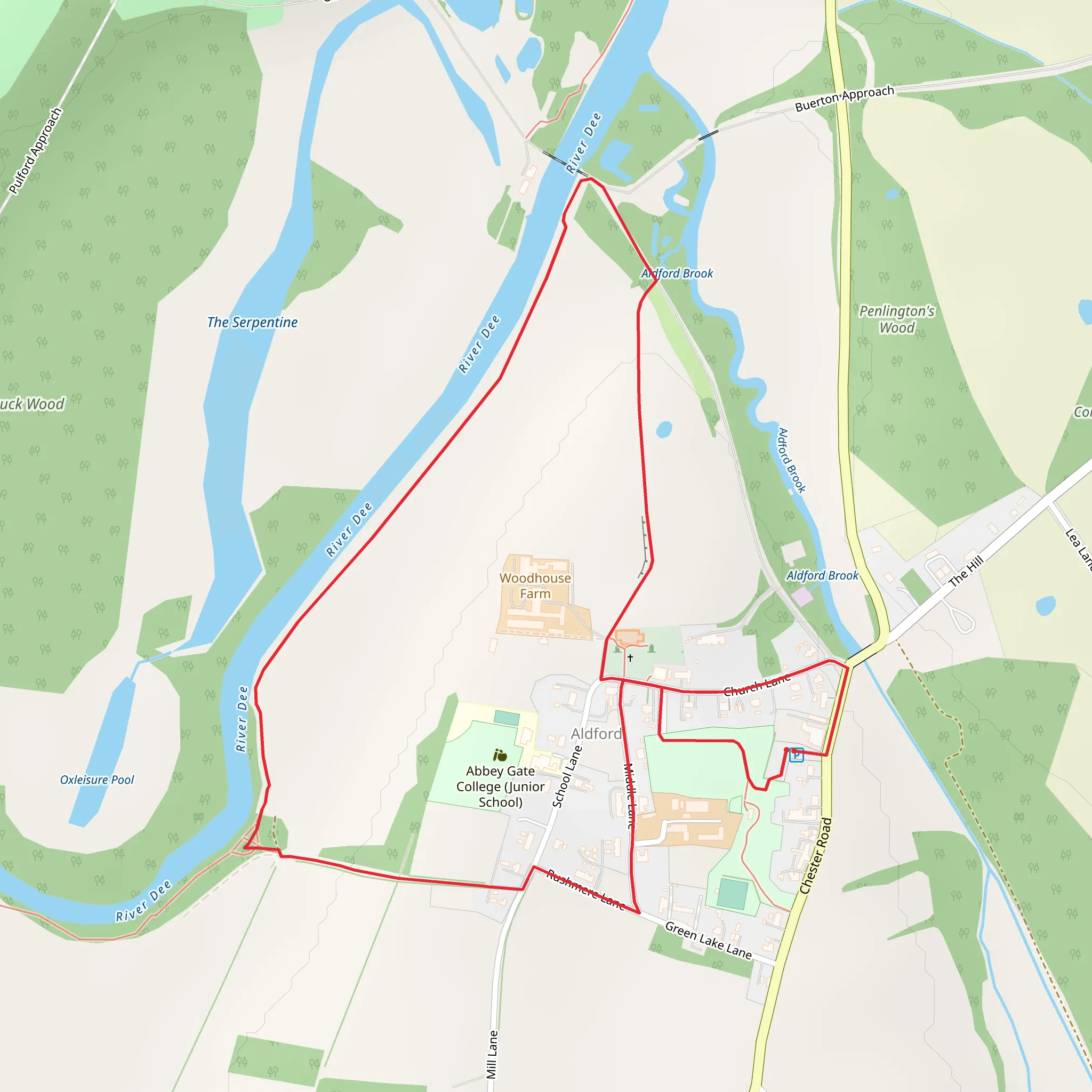 Aldford Brook and River Dee Loop mobile static map