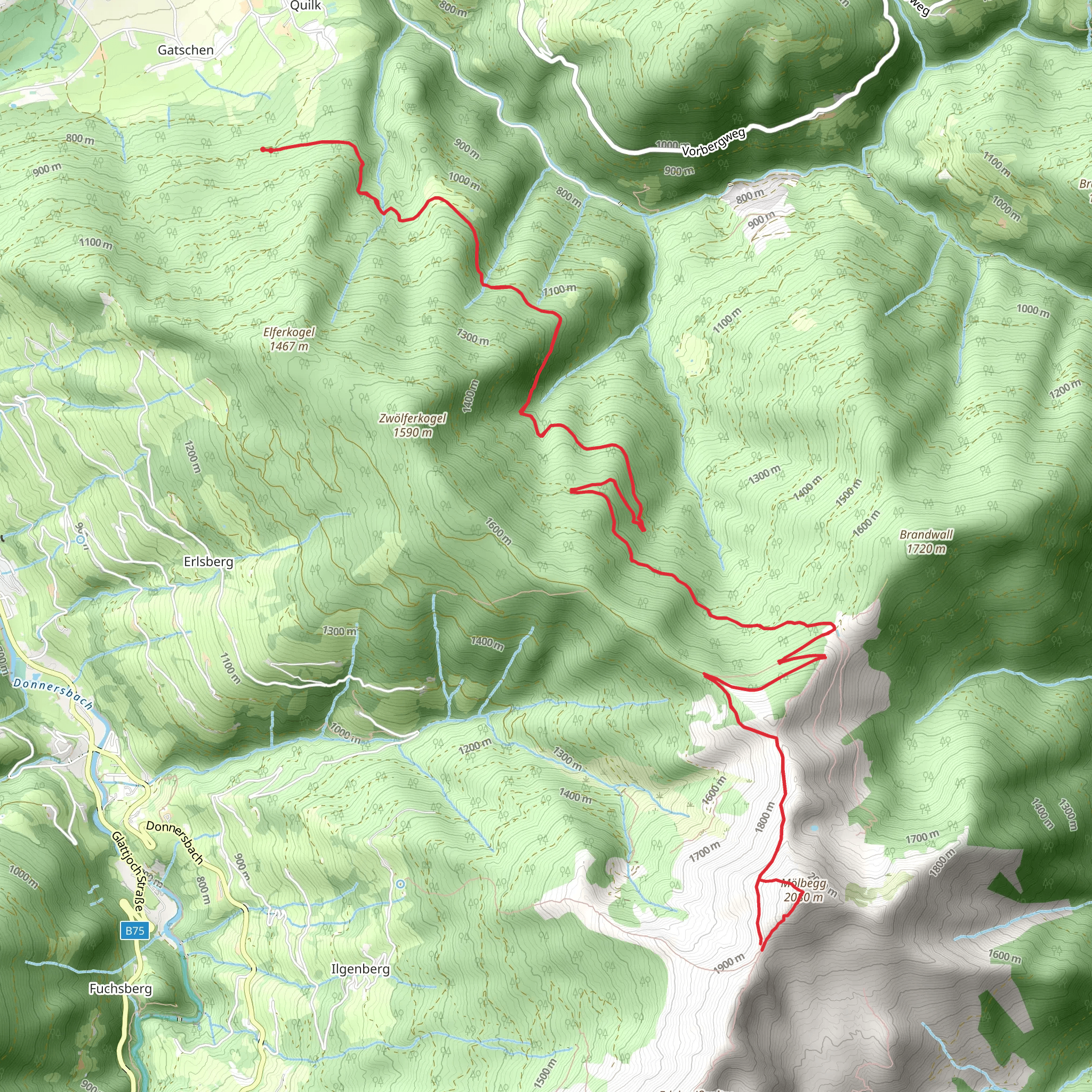 Mölbegg Way from Aigen mobile static map