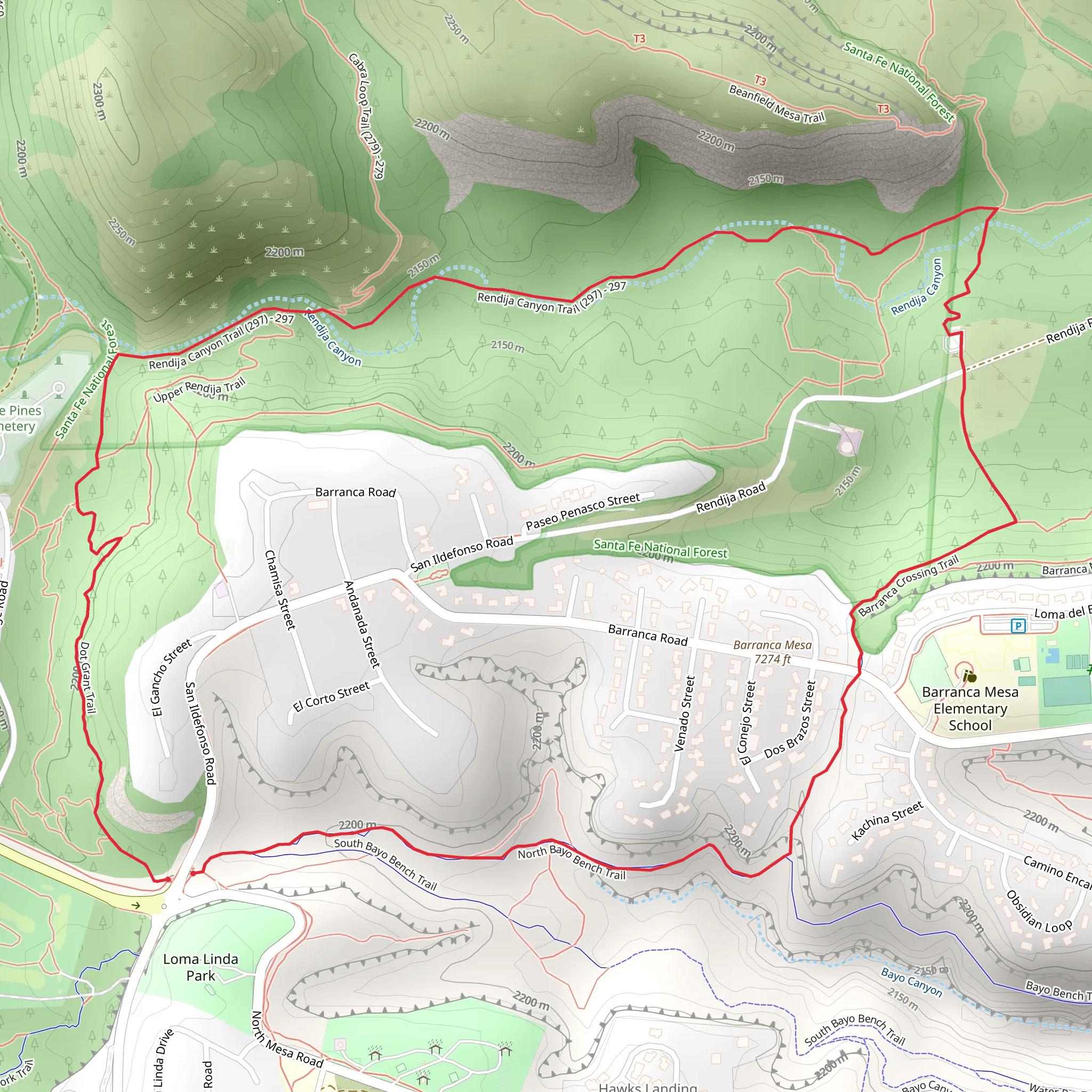 Dot Grant, Rendija Canyon and North Bayo Bench Loop Trail mobile static map