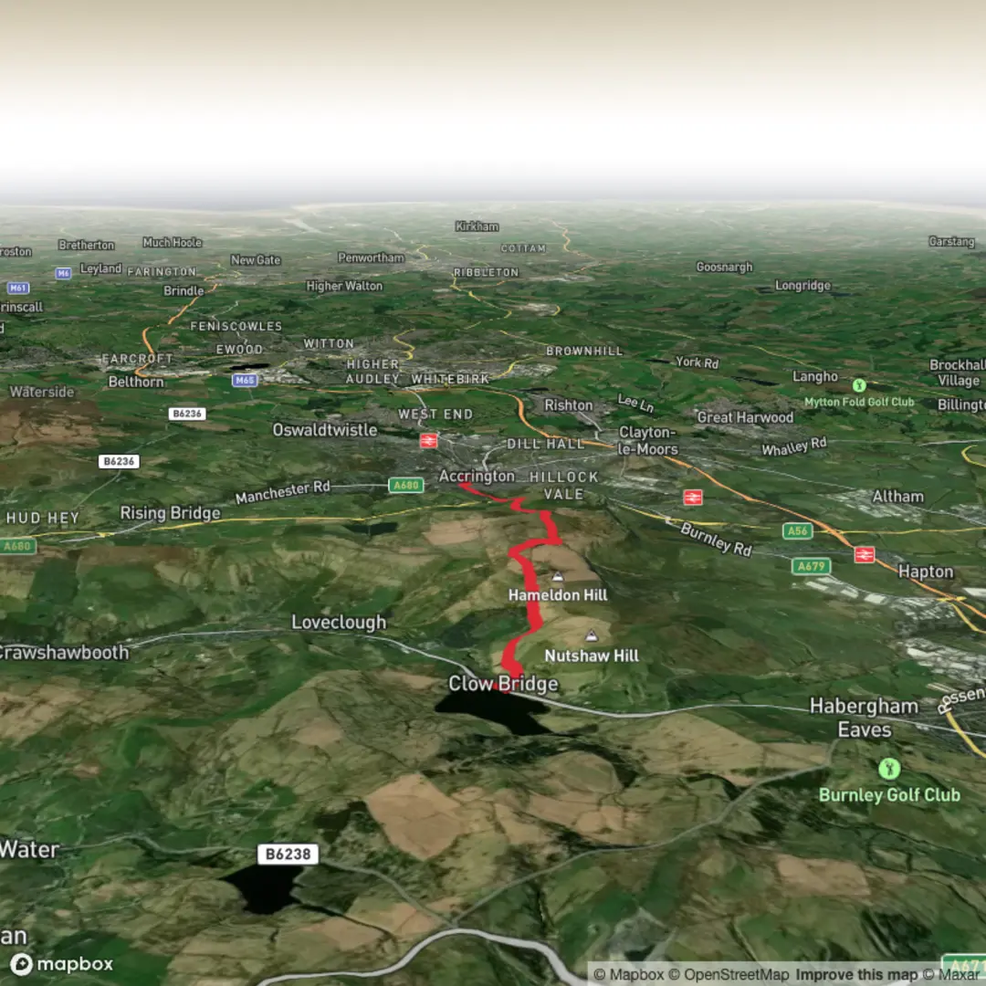 An image depicting the trail Hike from Lancashire to Accrington and its surrounding area.