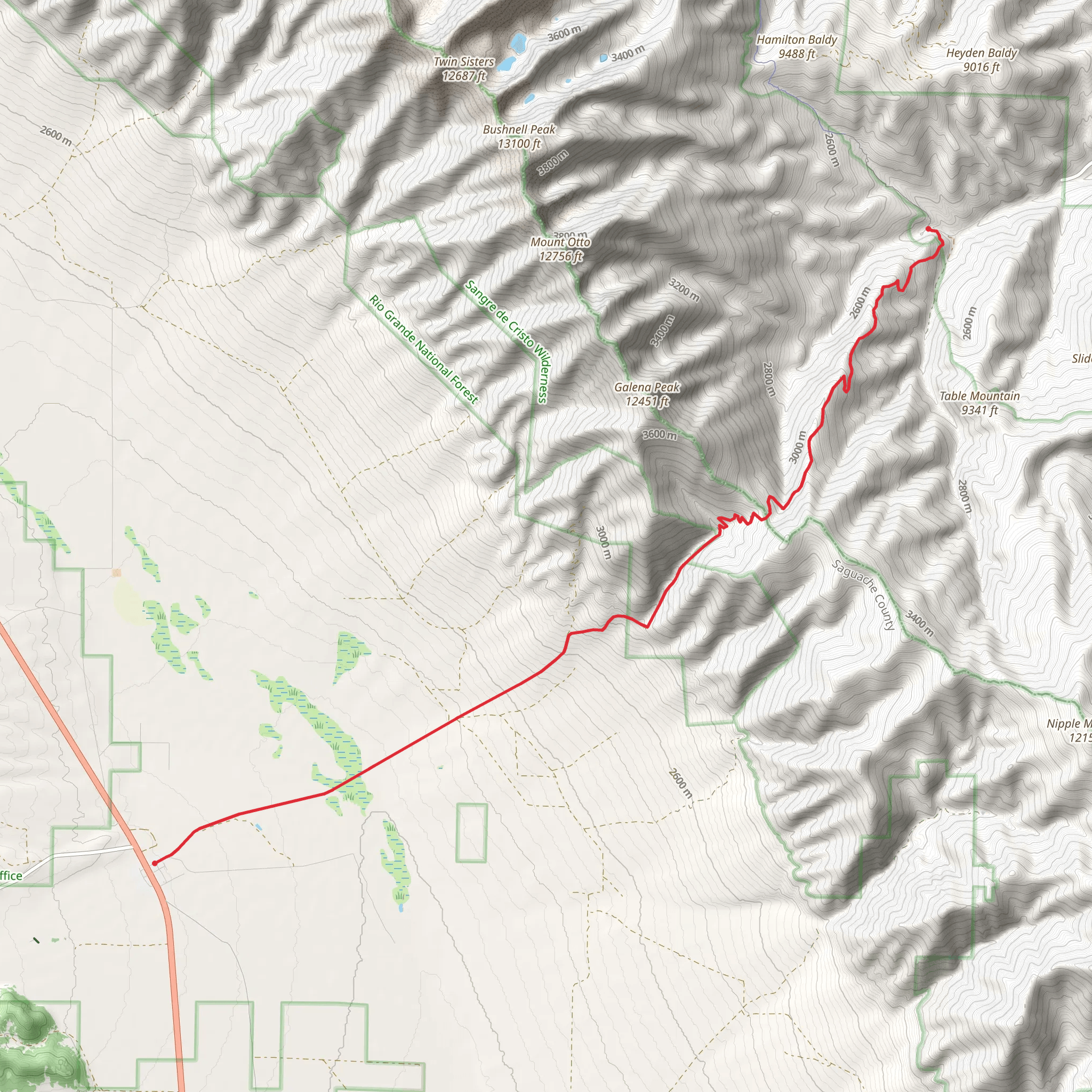 Hayden Creek Road to Villa Grove mobile static map