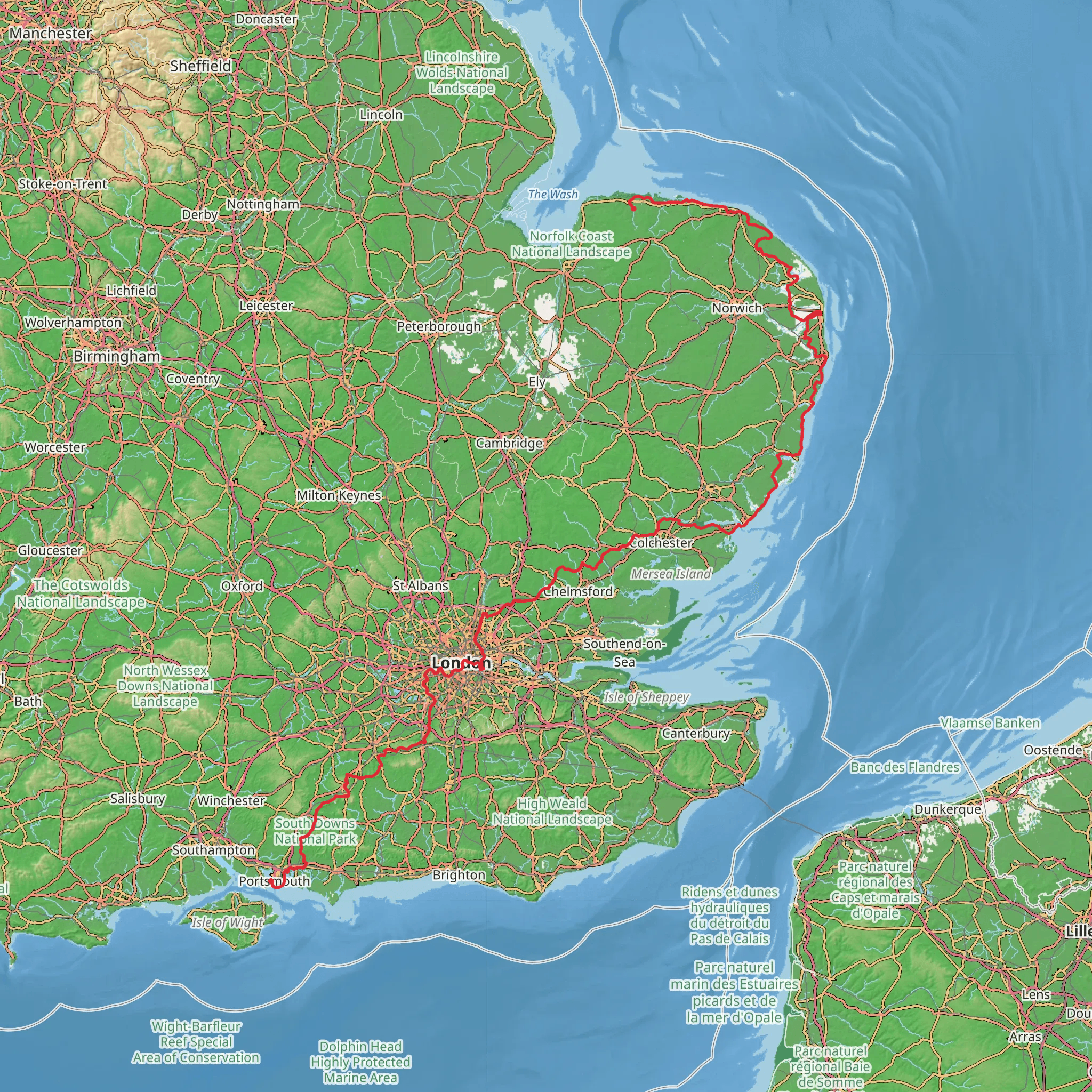 Burnham Thorpe to Portsmouth Walk mobile static map