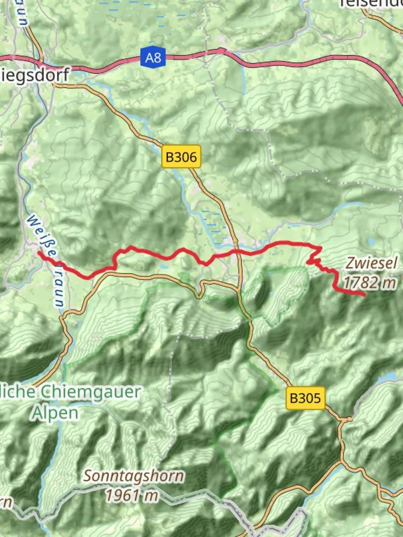 An image depicting the trail Ruhpolding to Zwieselalm Walk and its surrounding area.