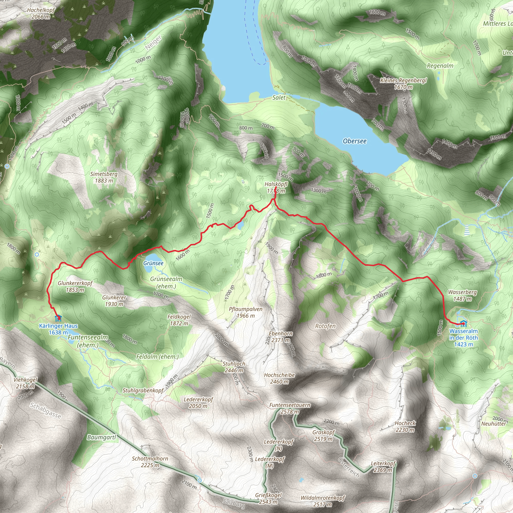 Halsköpfl, Schwarzsee and Unterirdischer Abfluss via AV Weg mobile static map