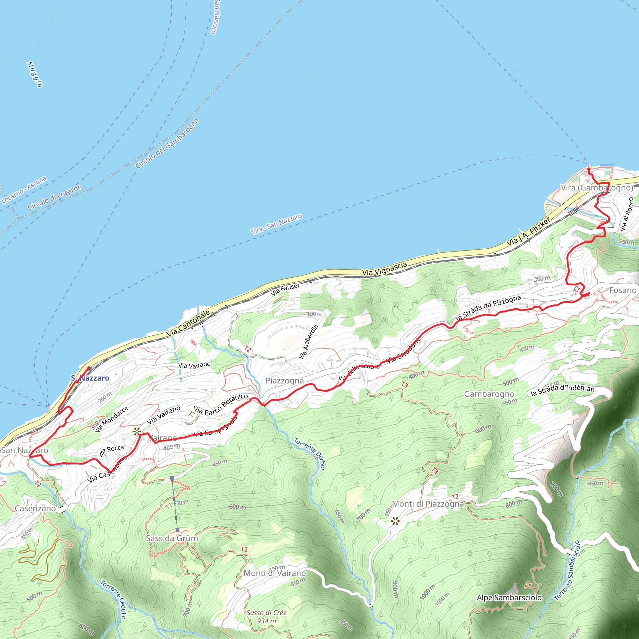 San Nazzaro to Vira Gambarogno mobile static map