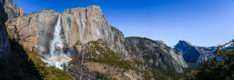 An image depicting the trail Upper Yosemite Fall Trail - Camp to North Dome to Upper Mirror Lake and its surrounding area.
