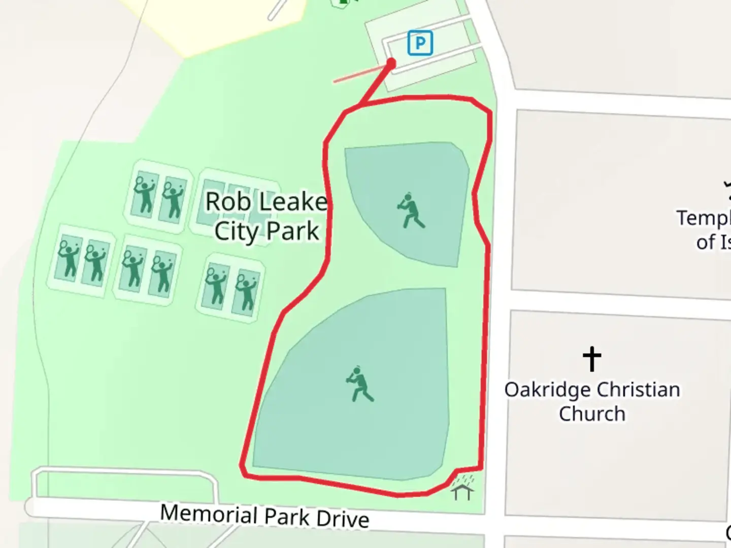 An image depicting the trail Rob Leake City Park Loop and its surrounding area.