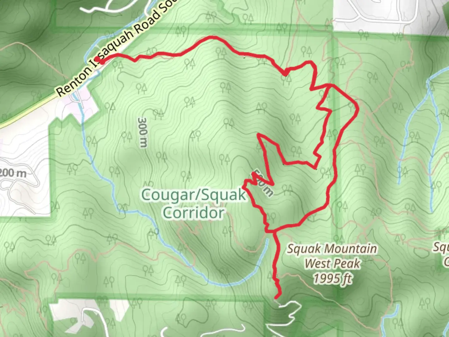 An image depicting the trail Chybinski Trail and Bullit Fireplace Trail and its surrounding area.