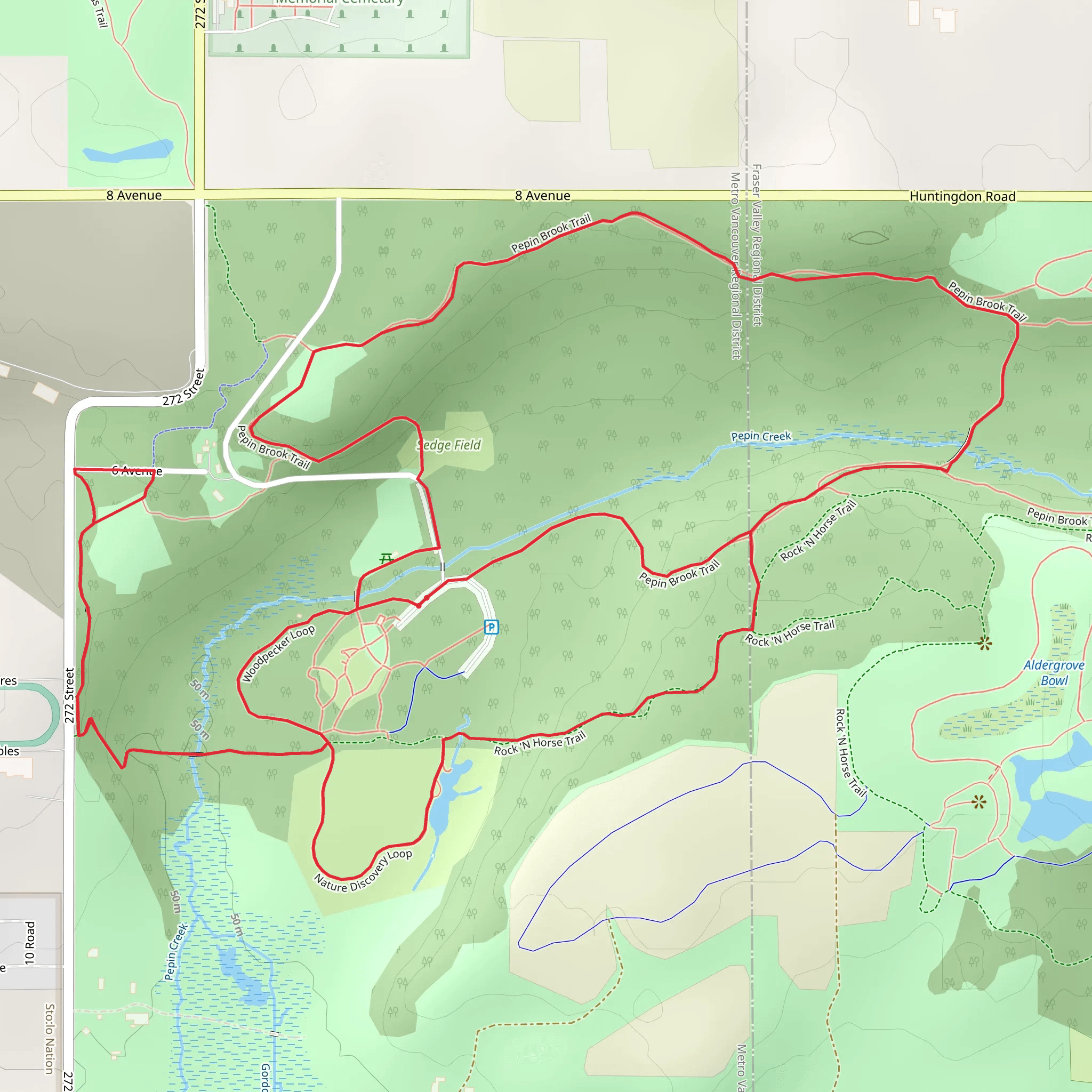 Pepin Brook, Rock 'N Horse and Woodpecker Loop Trail mobile static map