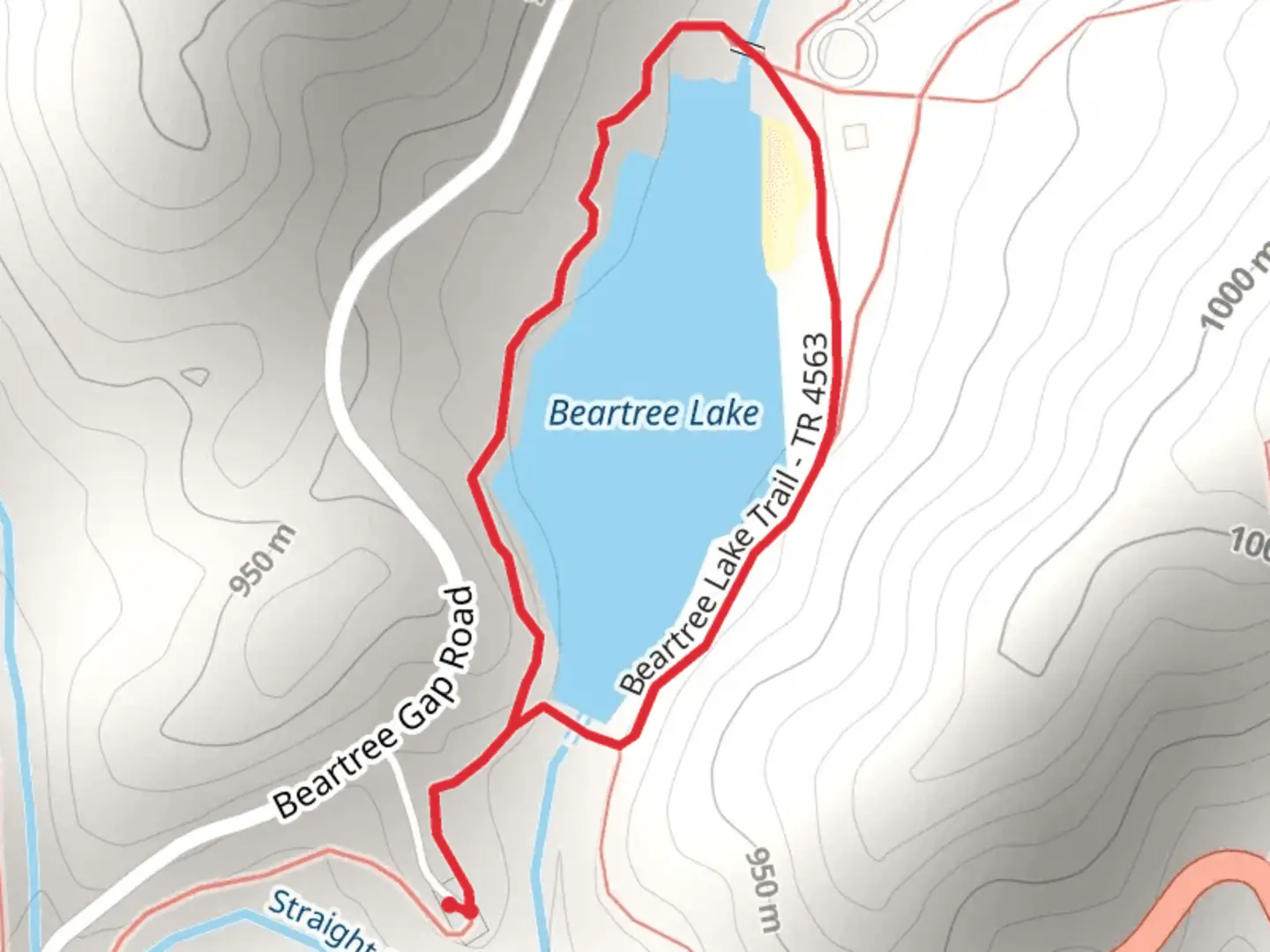 An image depicting the trail Beartree Lake Loop and its surrounding area.