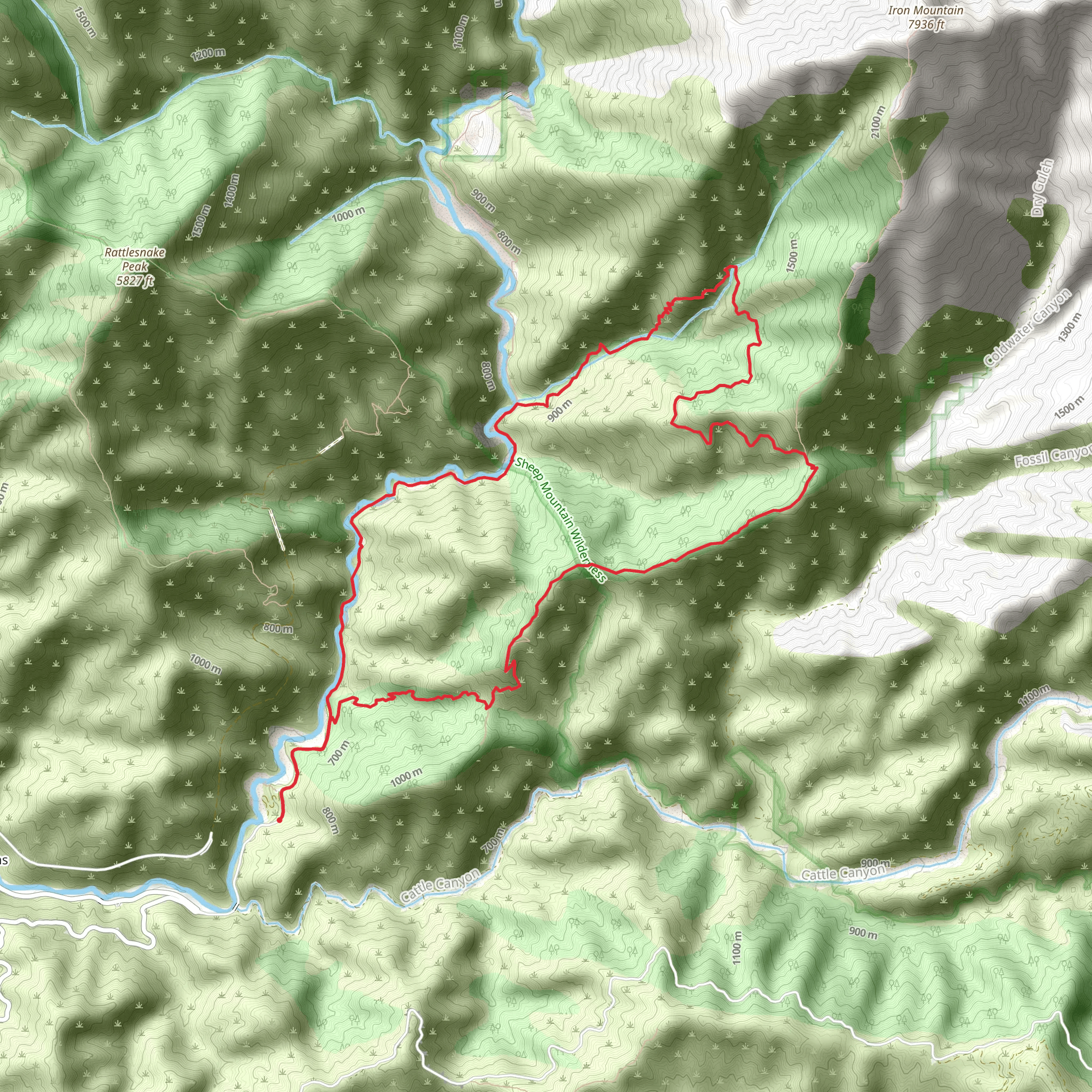 East Fork Trail and Heaton Flat Loop mobile static map