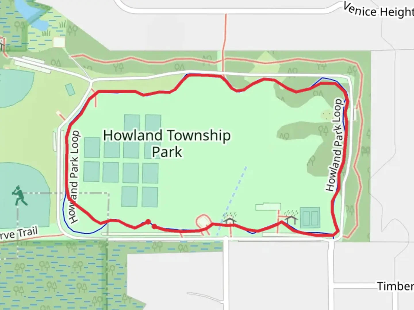 An image depicting the trail Howland Township Park Loop and its surrounding area.