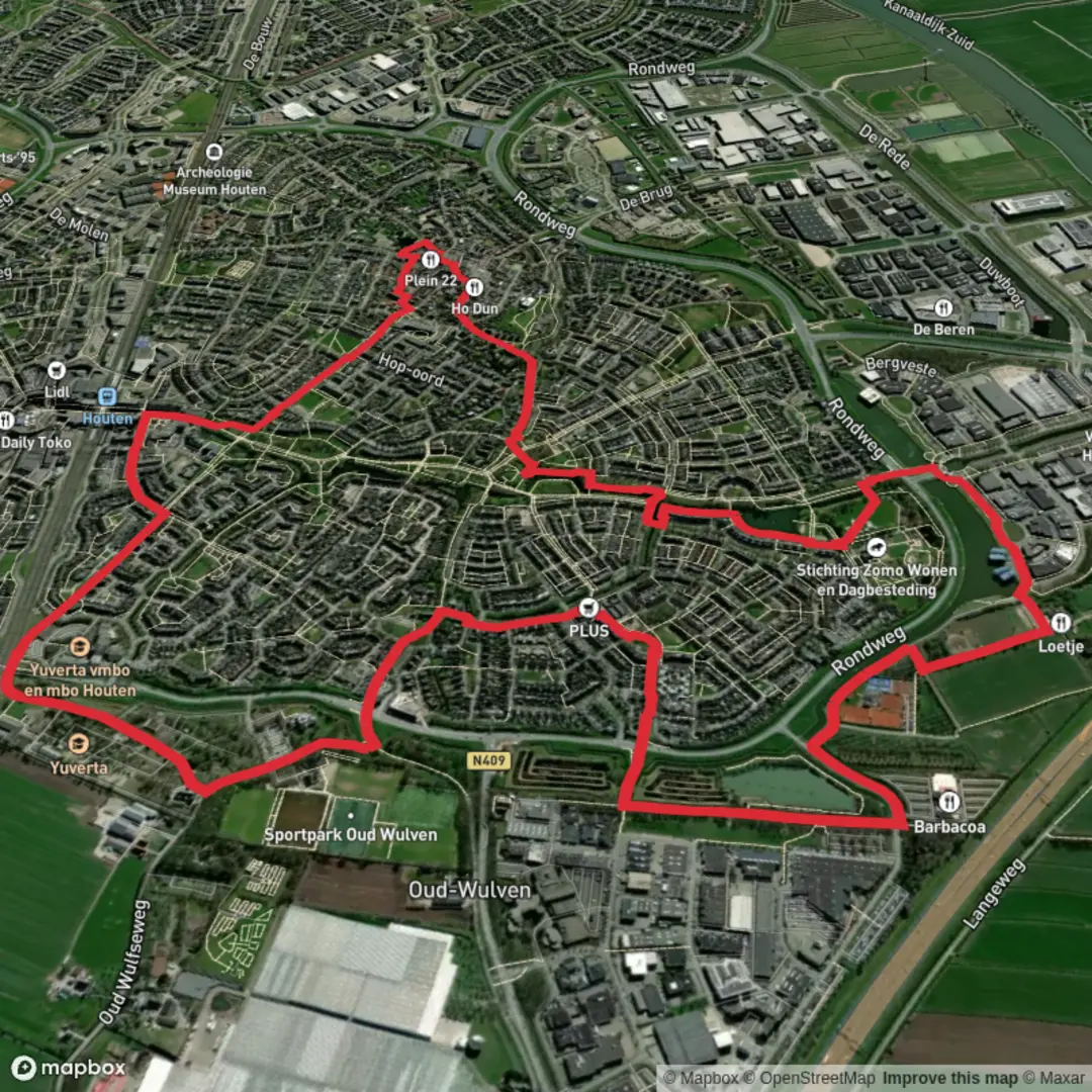 An image depicting the trail Imperspark and Oude Dorp and its surrounding area.