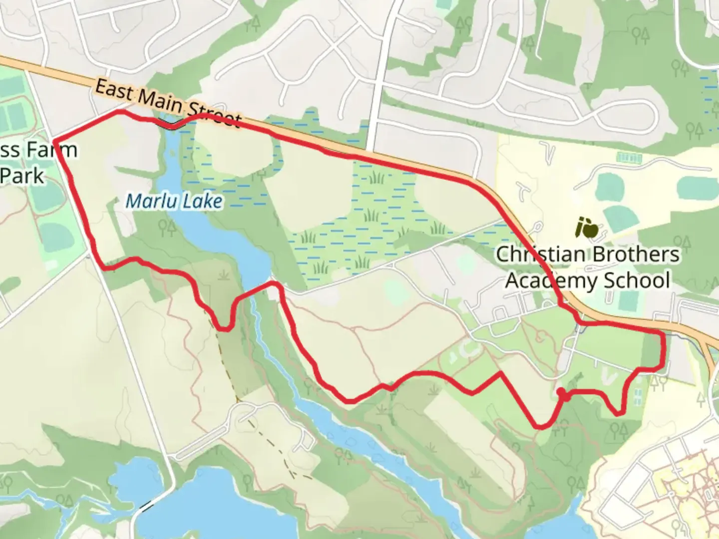 An image depicting the trail Marlu Lake Loop and its surrounding area.