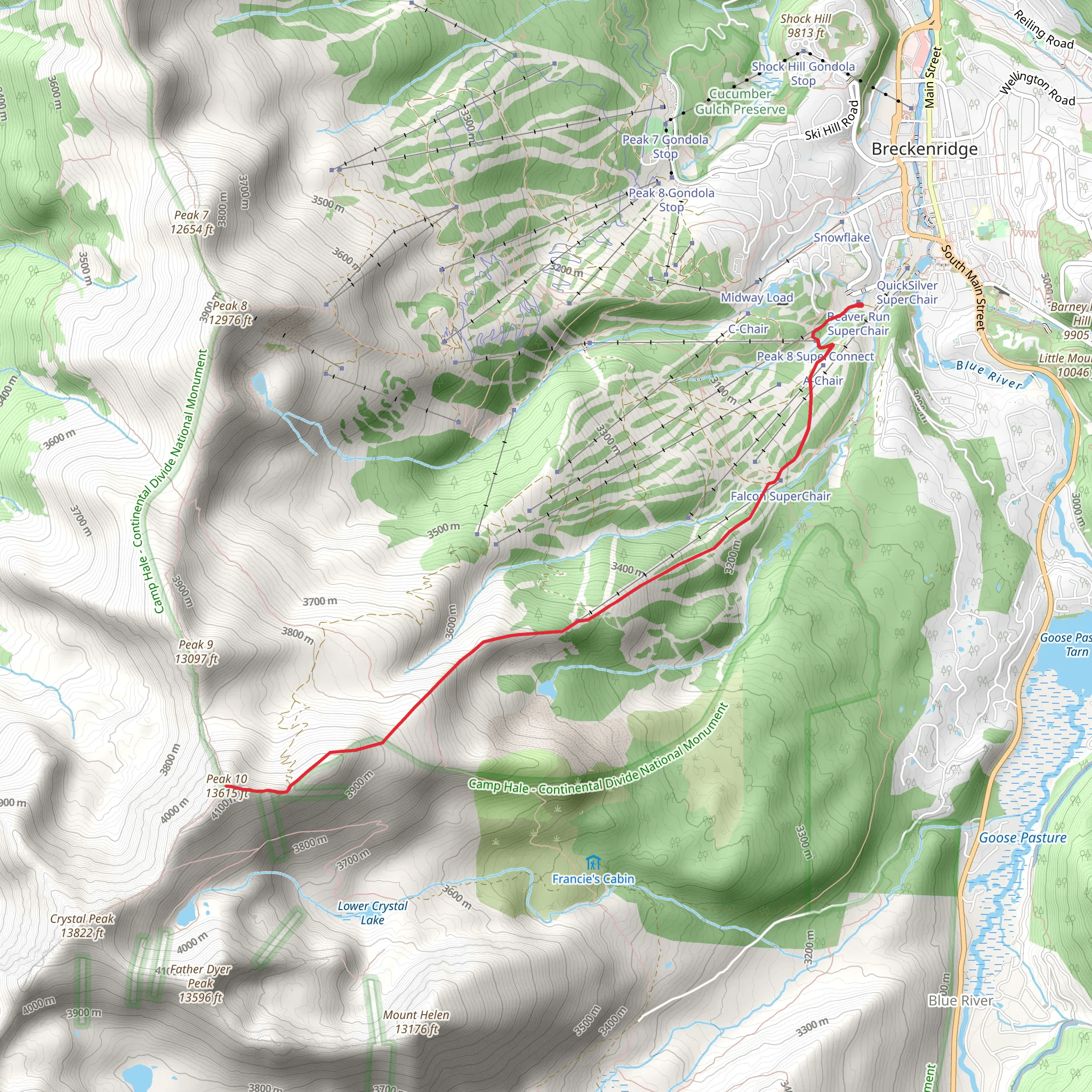 Peak 10 via Centennial mobile static map