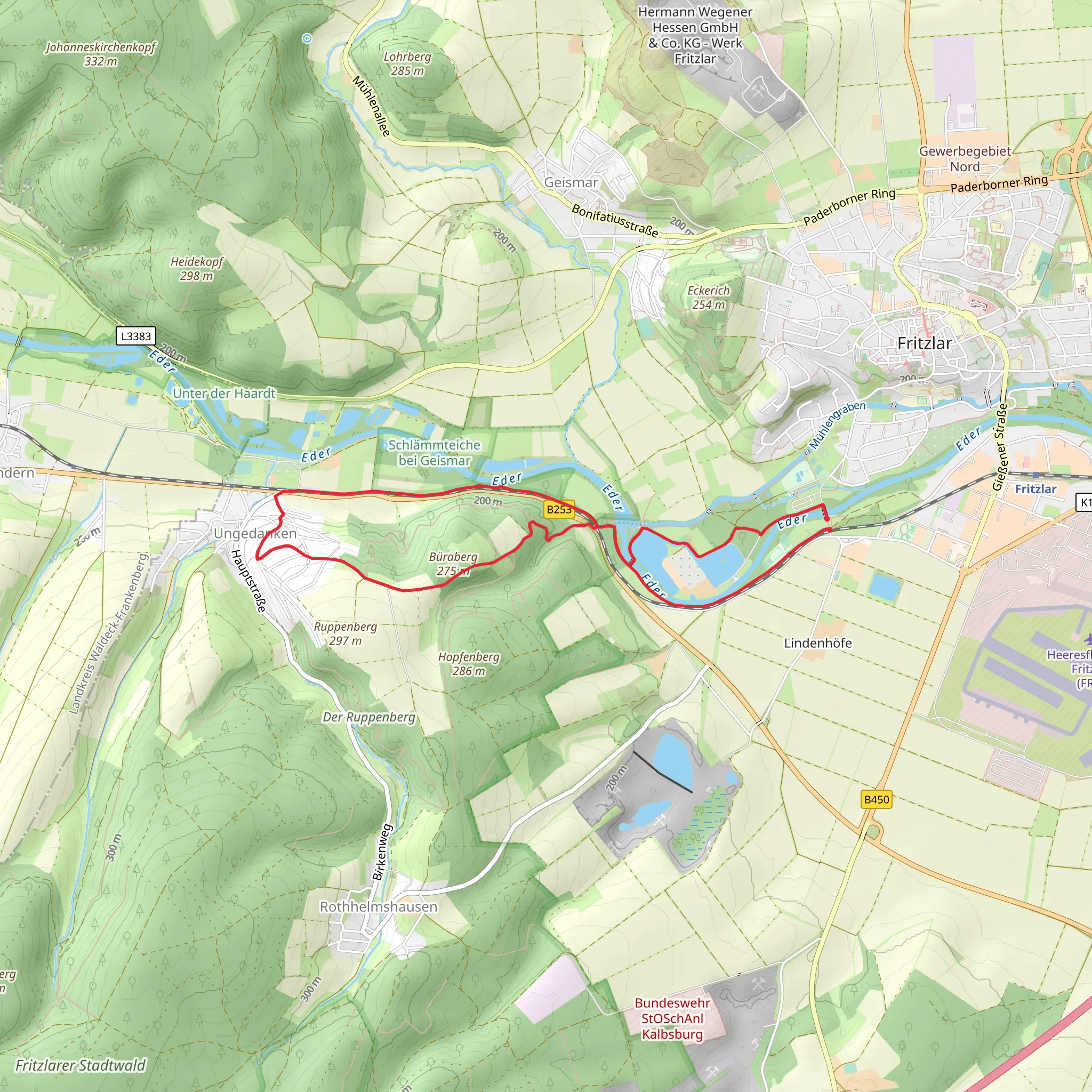 Eder and Fischzuchtanlage via Pipprichsweg and Hessenweg mobile static map