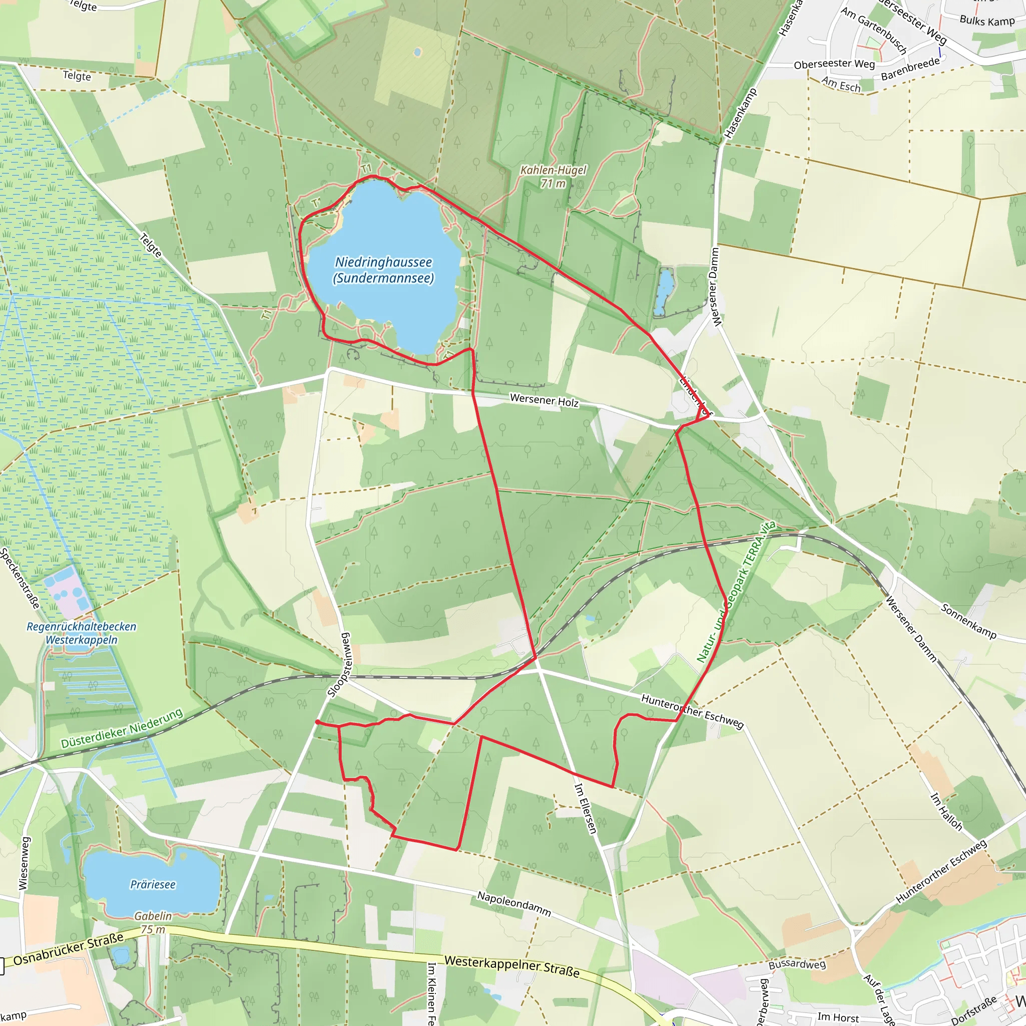 Niedringhaussee via Teutoschleife Sloopsteener Seenrunde mobile static map