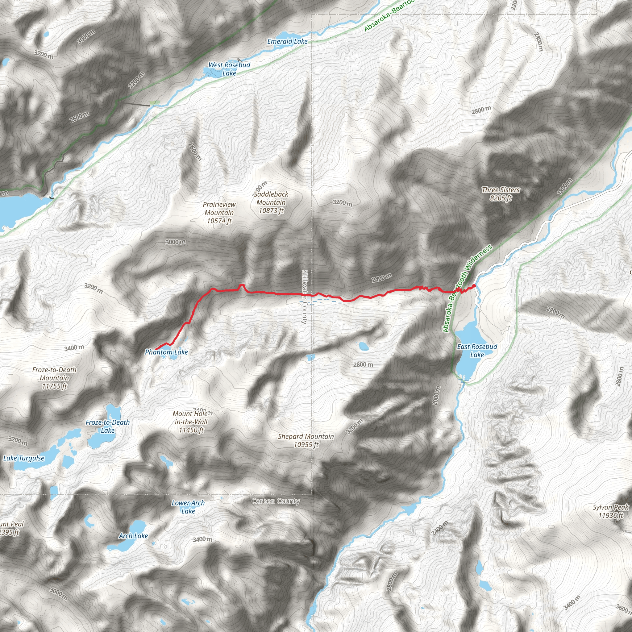 Phantom Lake via Phantom Creek Trail mobile static map