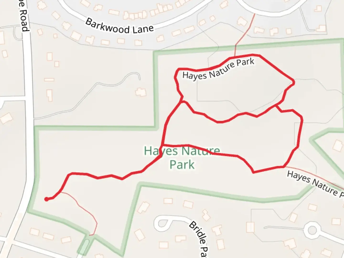 An image depicting the trail Hayes Nature Park Loop and its surrounding area.