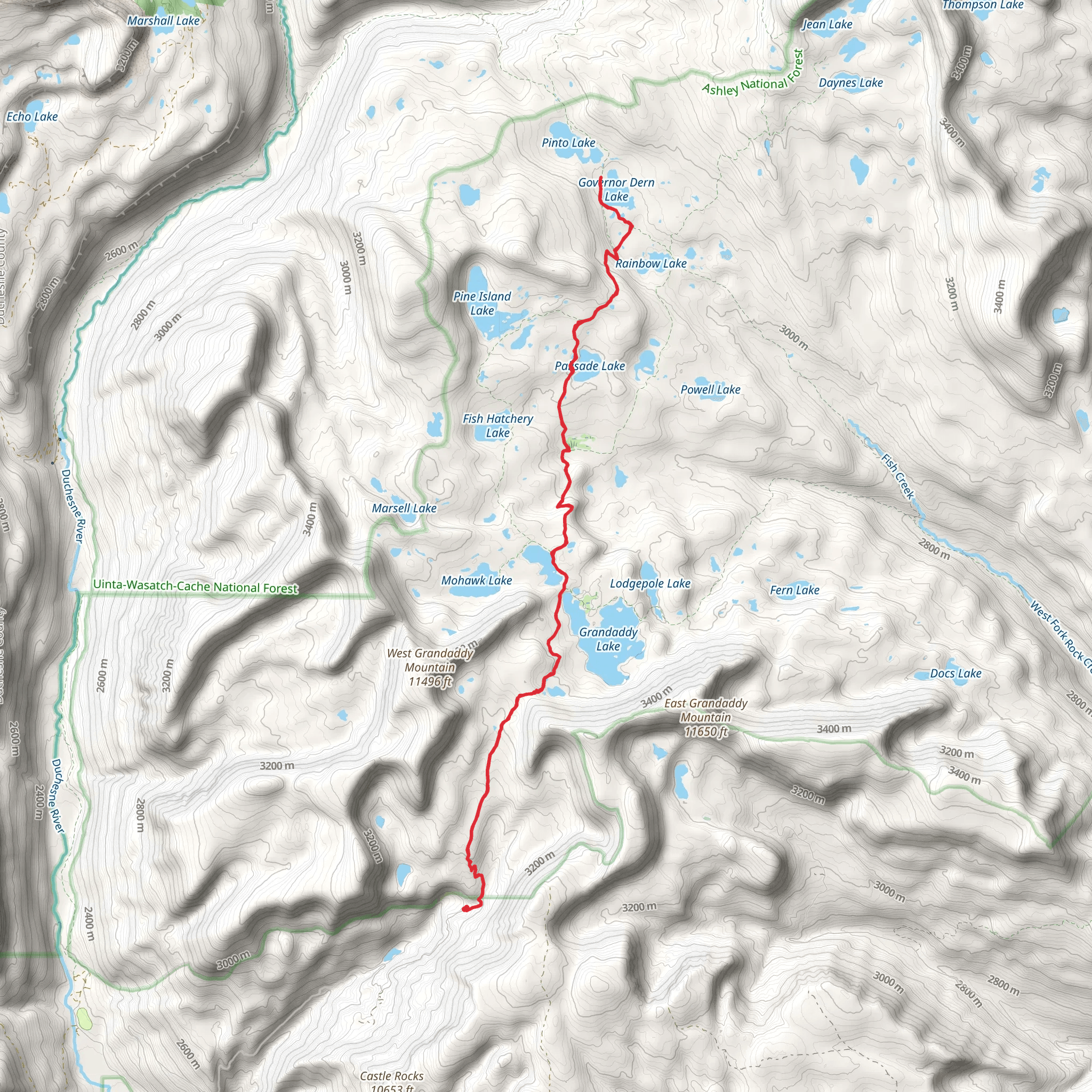 Governor Dern Lake via Palisade Trail mobile static map