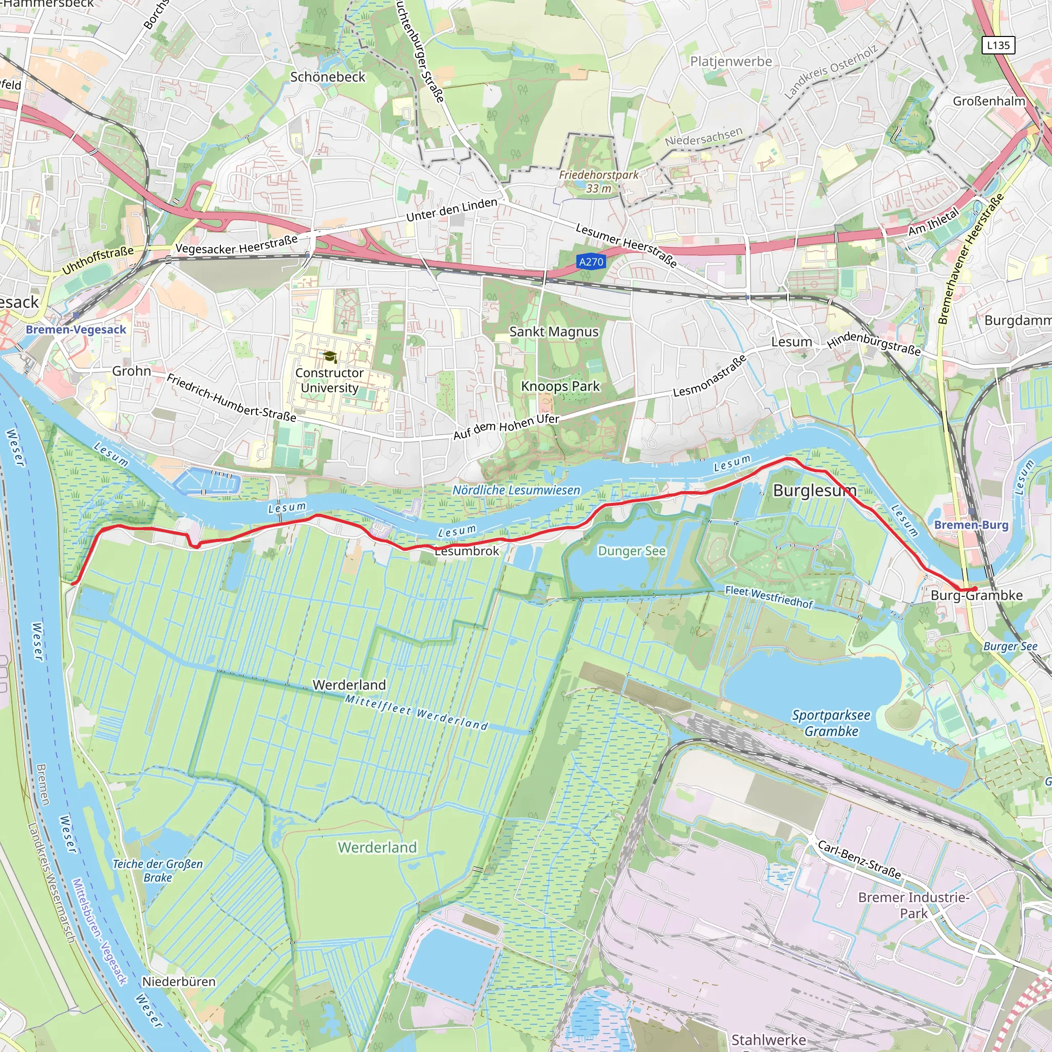 Lesum via Walerjan-Wrobel-Weg mobile static map