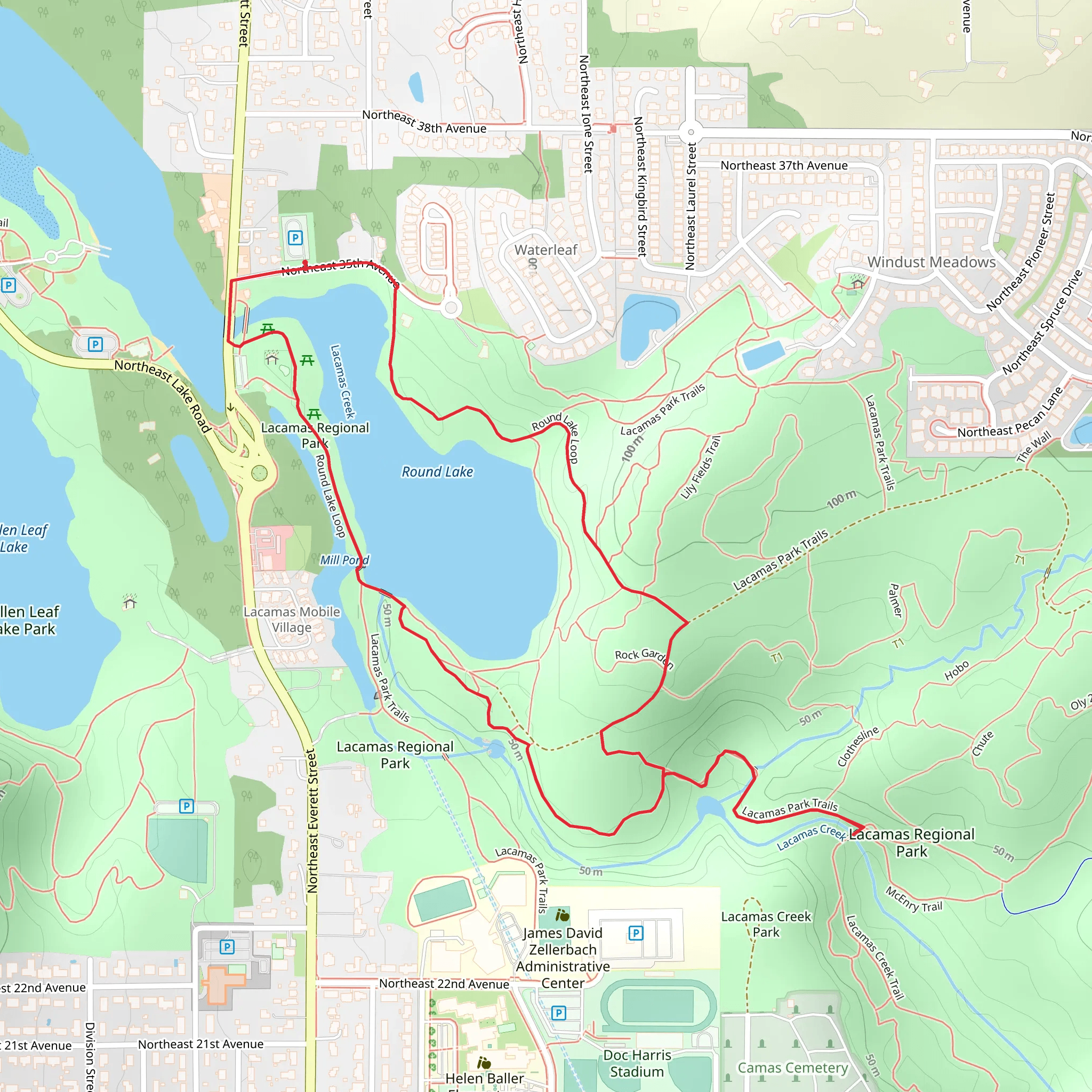 Lake to Lake Trail and Lacamas Creek Loop mobile static map