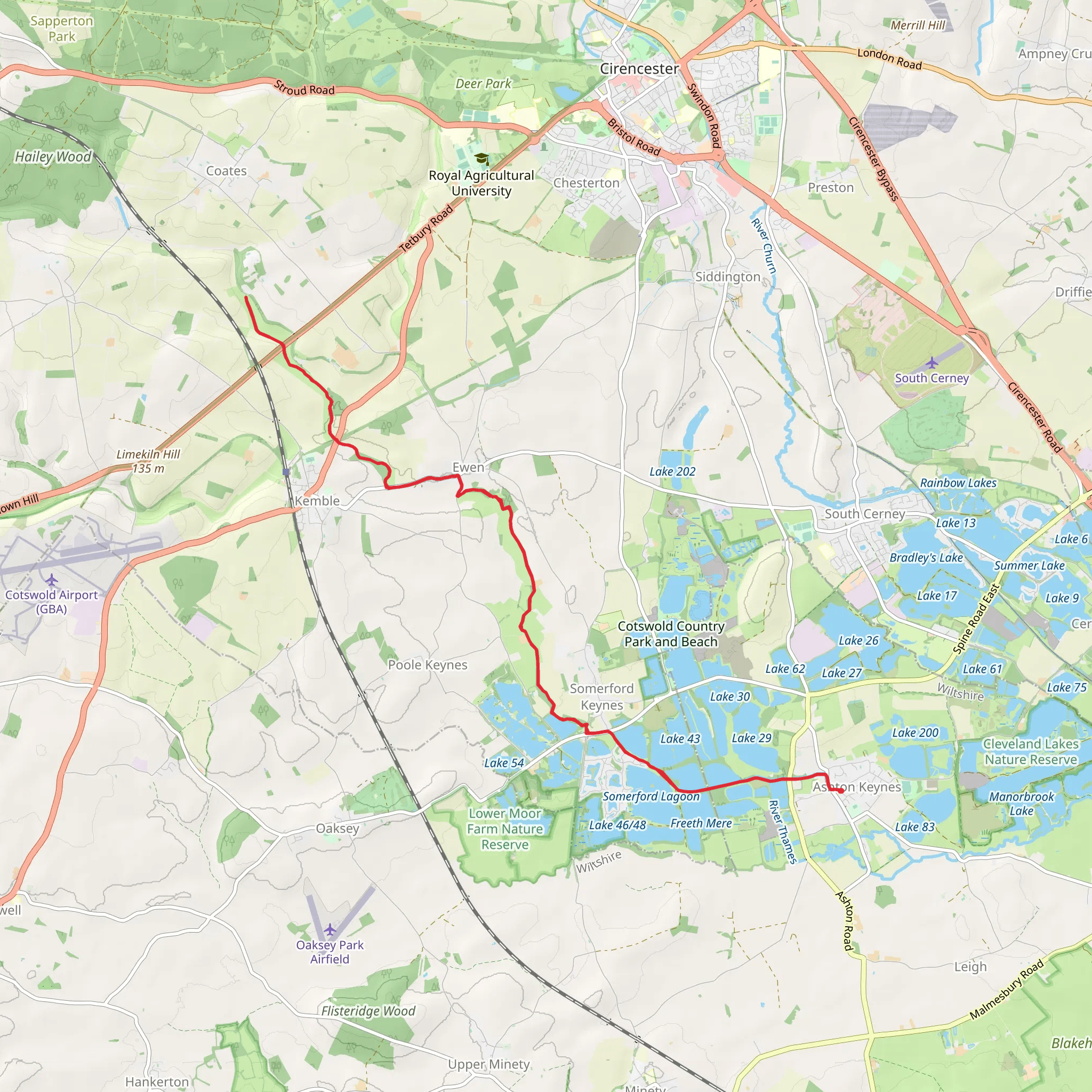 Thames Path Walk from Ashton Keynes mobile static map