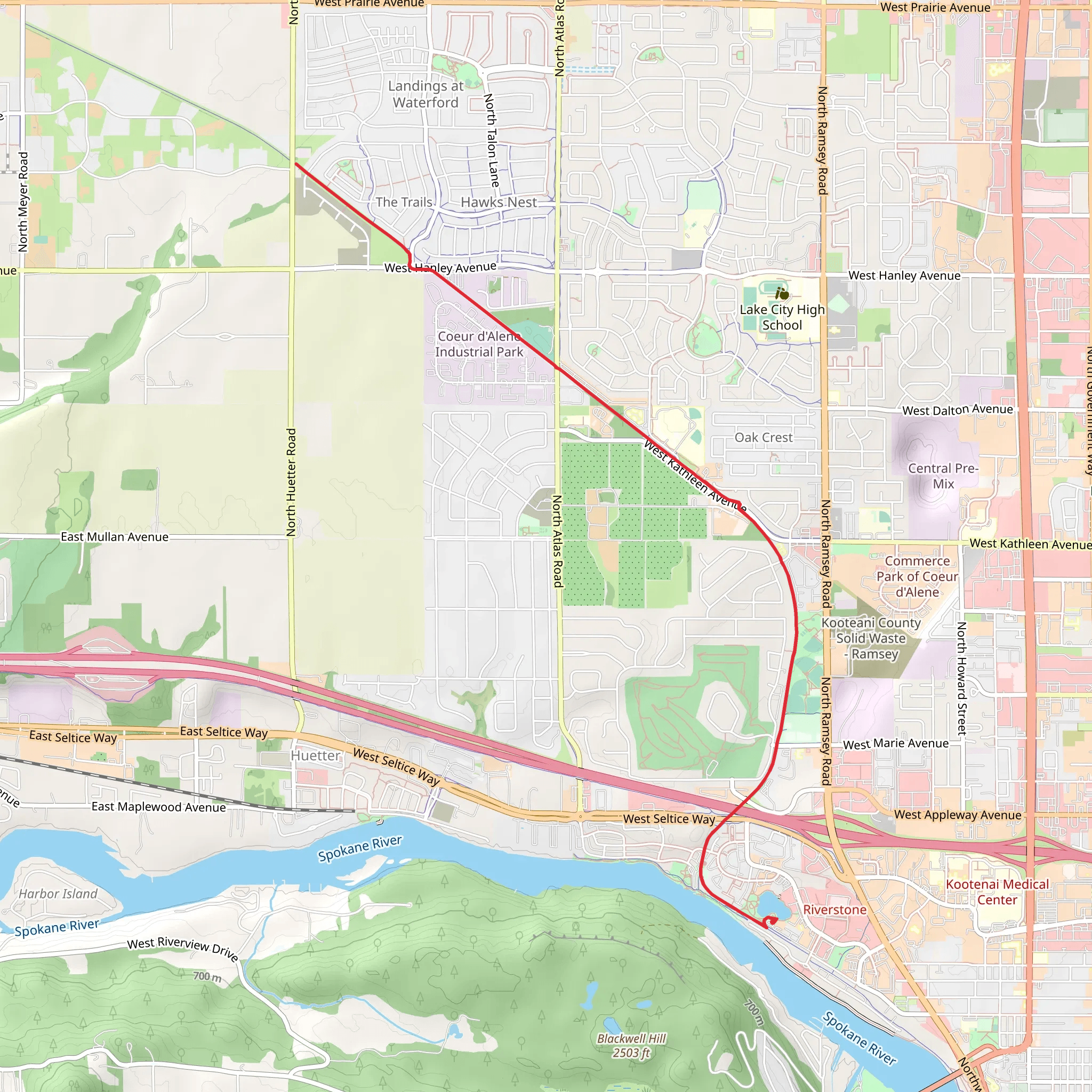 North Idaho Centennial and Prairie Trail mobile static map