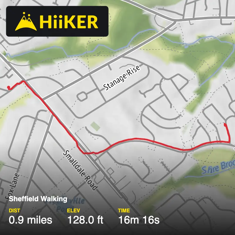 A map preview of the recording Sheffield Walking.