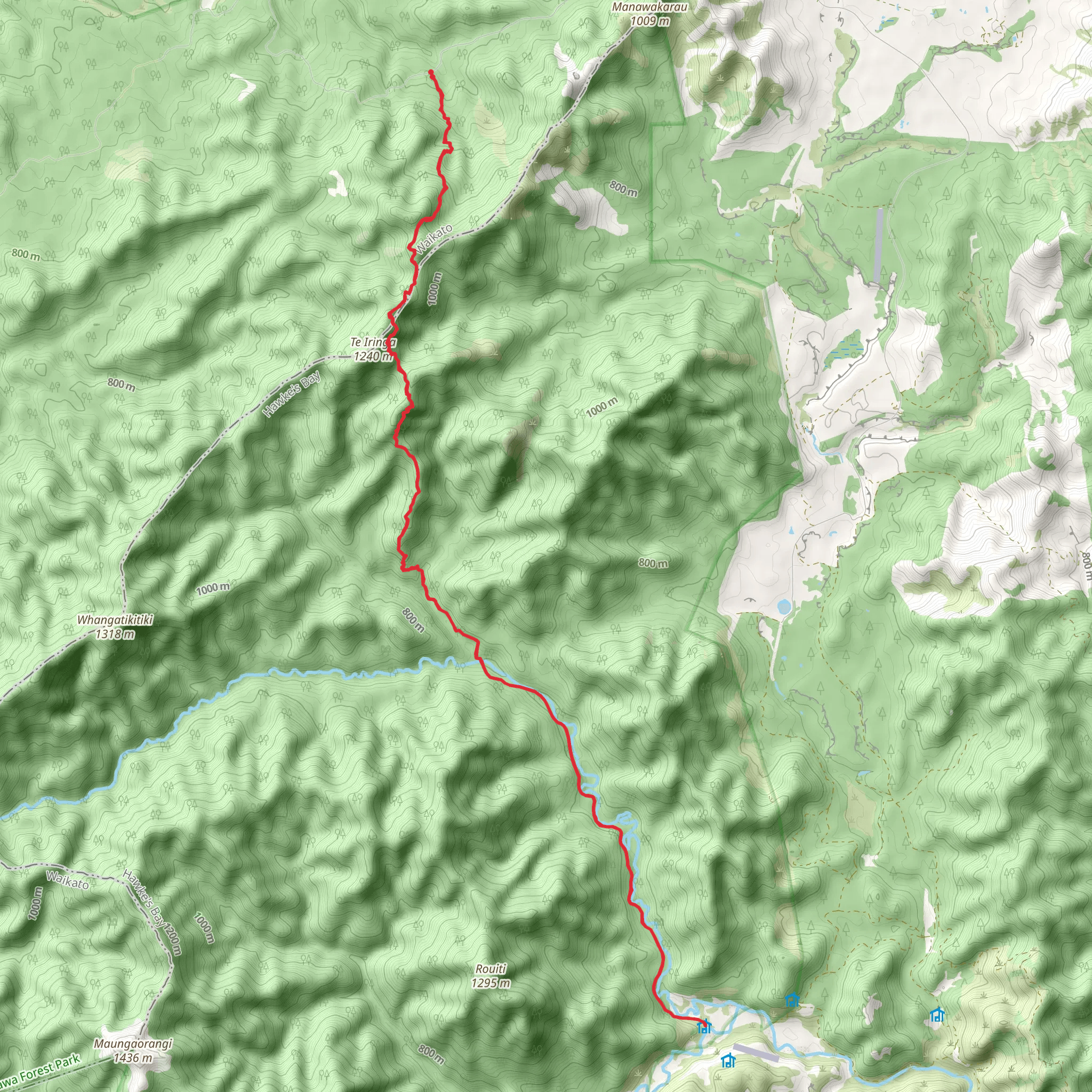 Clements Mill Road to Oamaru Hut via Te Iringa mobile static map
