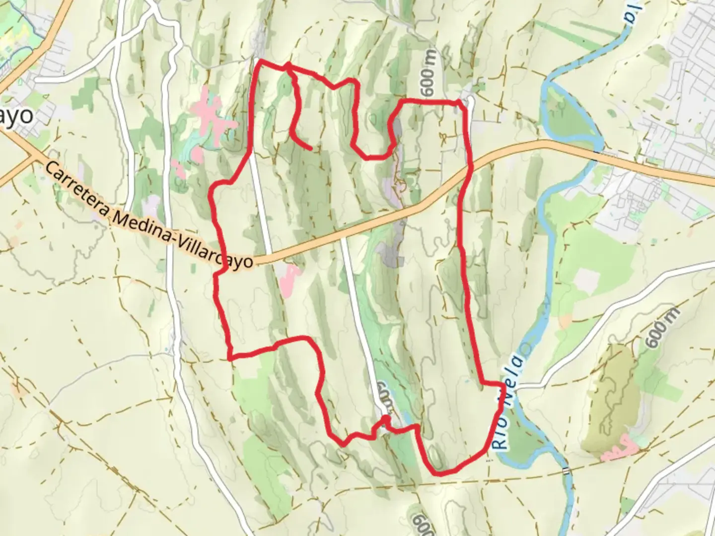 An image depicting the trail Villazorana roads PR BU 229 and its surrounding area.