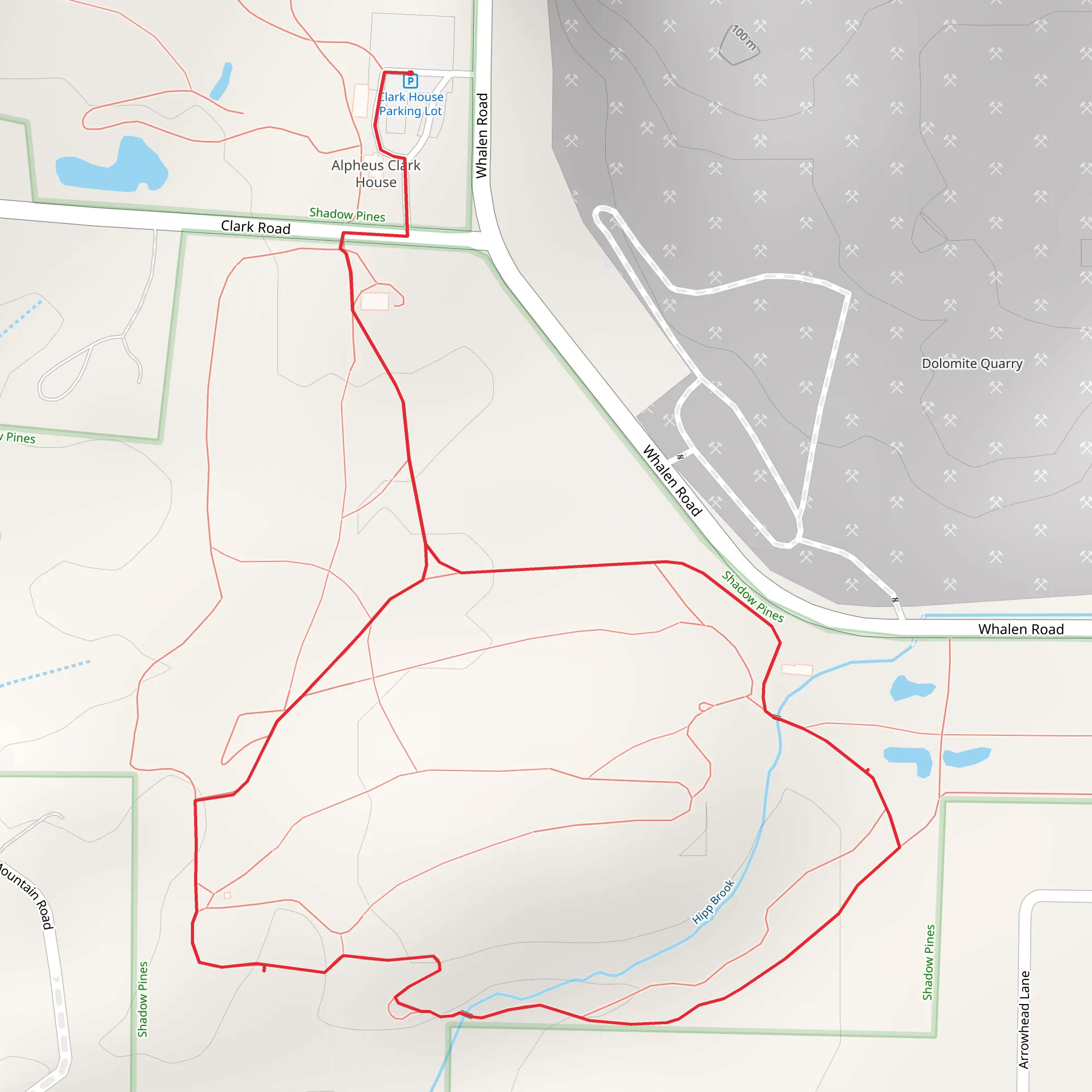 Hipp Brook Loop Trail from Whalen Road mobile static map