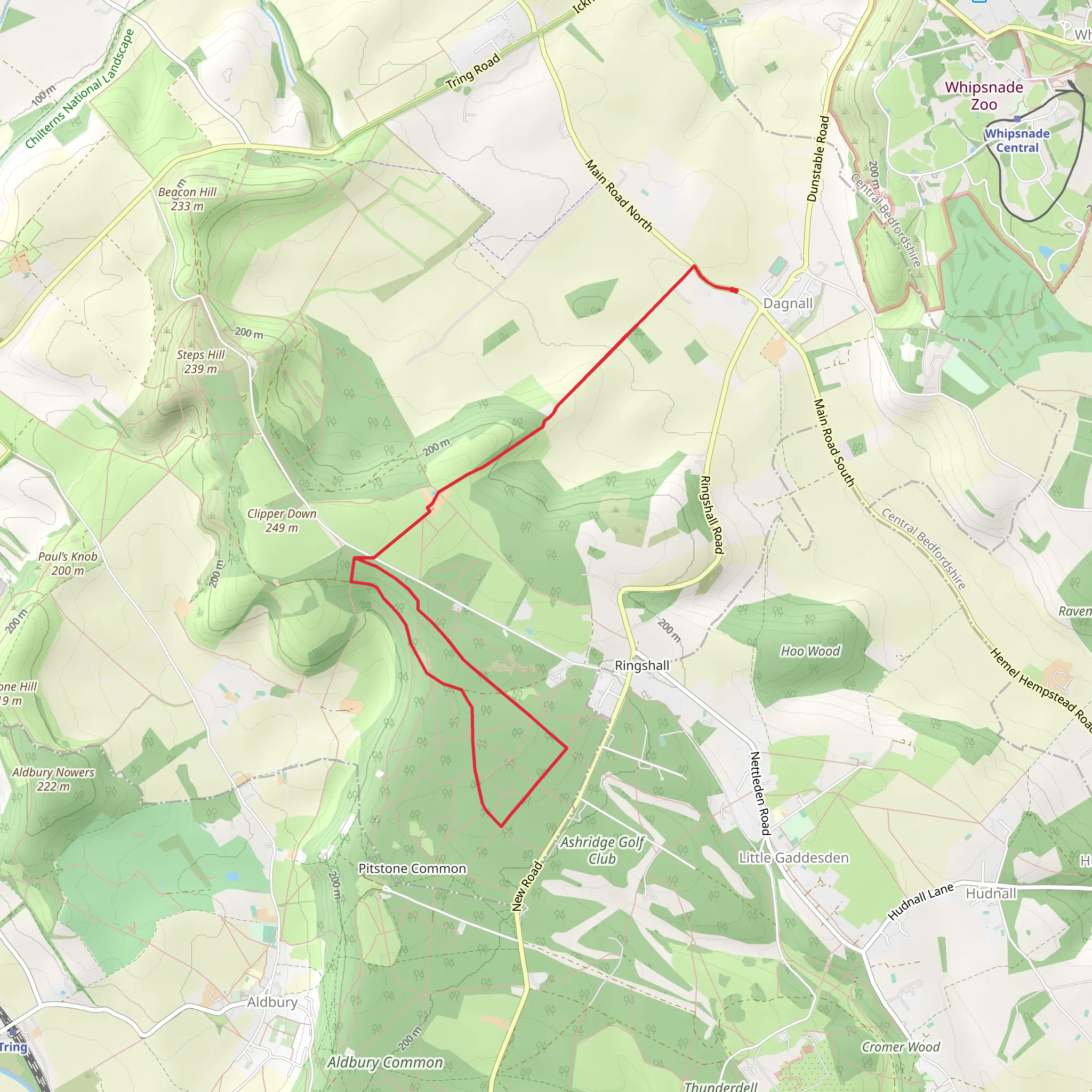 Pitstone Common Loop from Dagnall mobile static map
