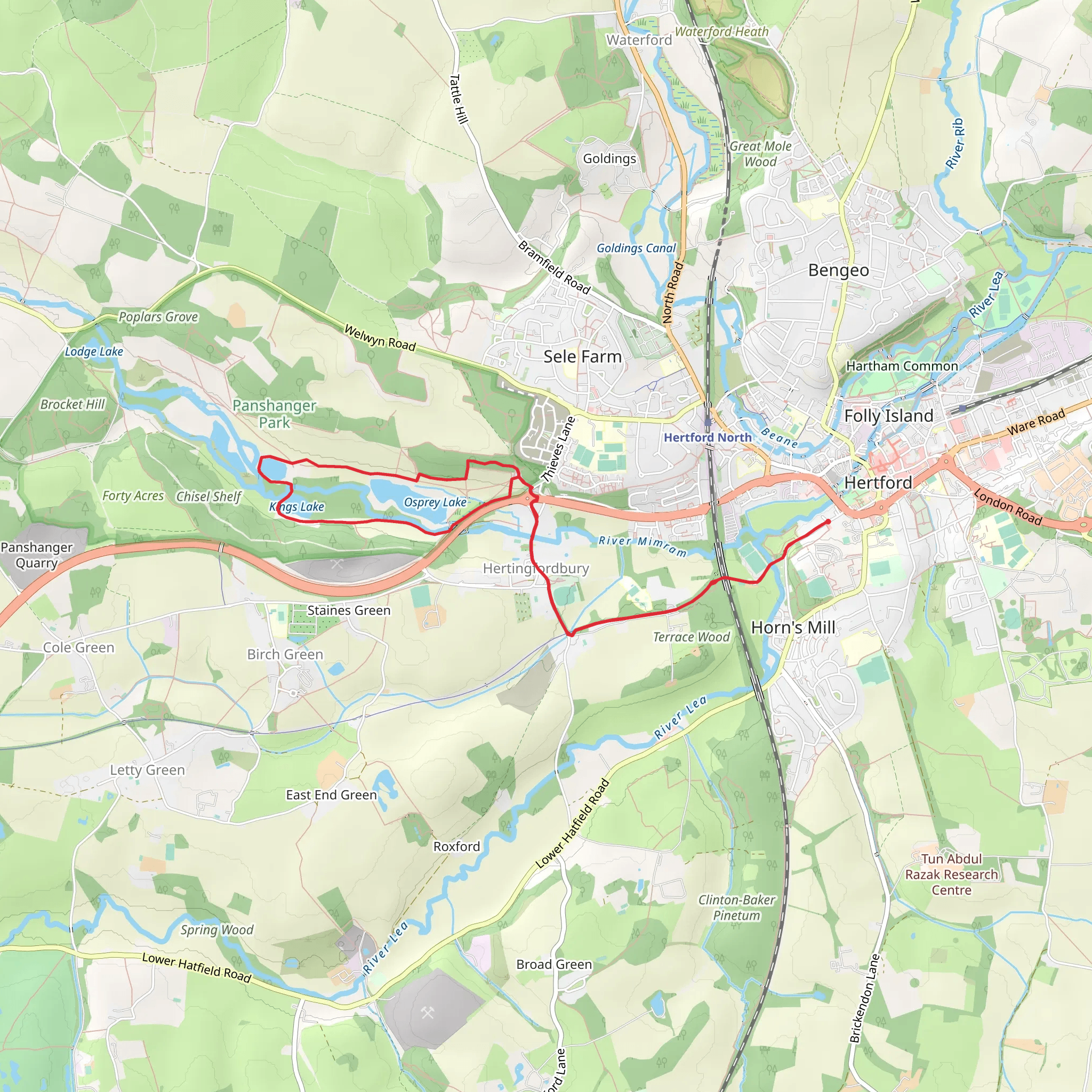 Osprey and Riverside Lake Loop from Hertford mobile static map