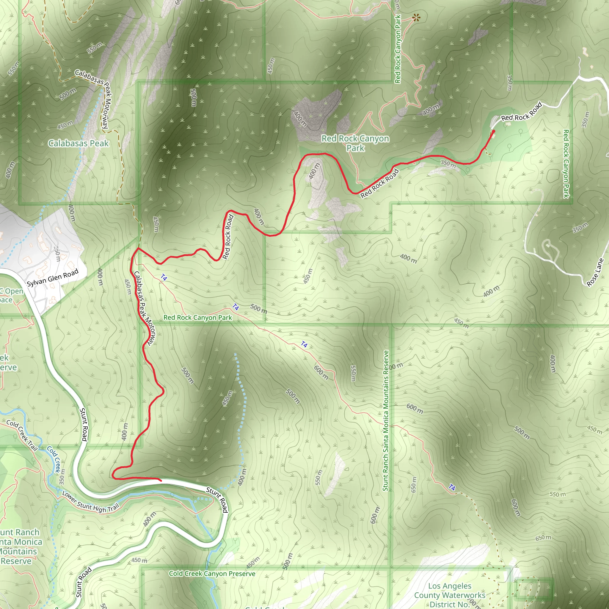 Red Rock Road and Calabasas Peak Motorway mobile static map