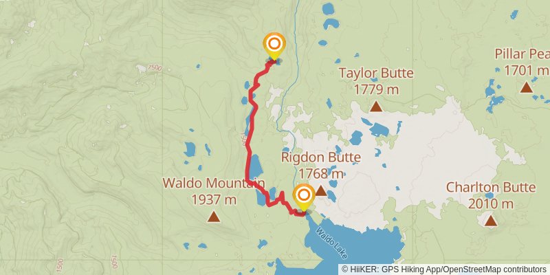 Waldo Lake Loop spur 1 Map