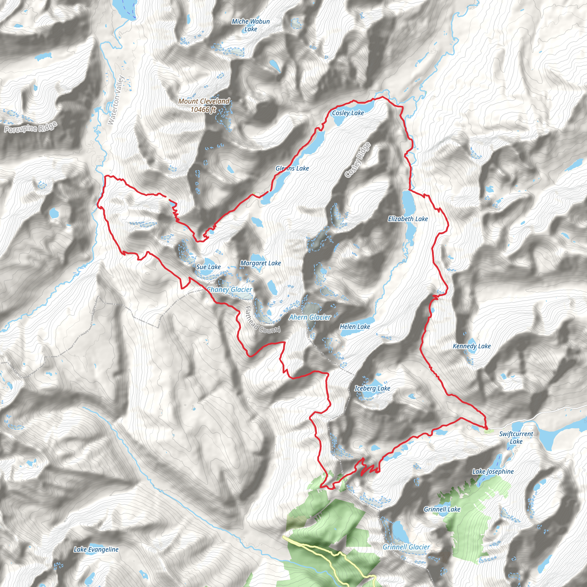 Ptarmigan - Glenns Lake - Highline Loop mobile static map