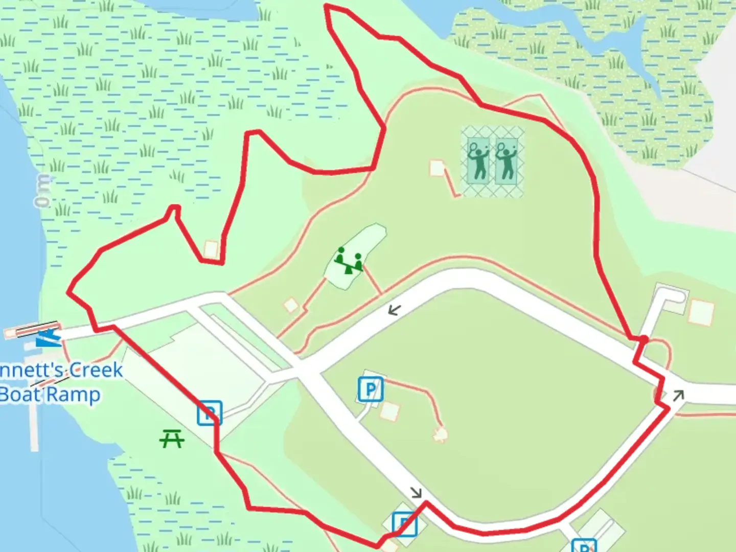 An image depicting the trail Bennetts Creek Park Road Loop and its surrounding area.