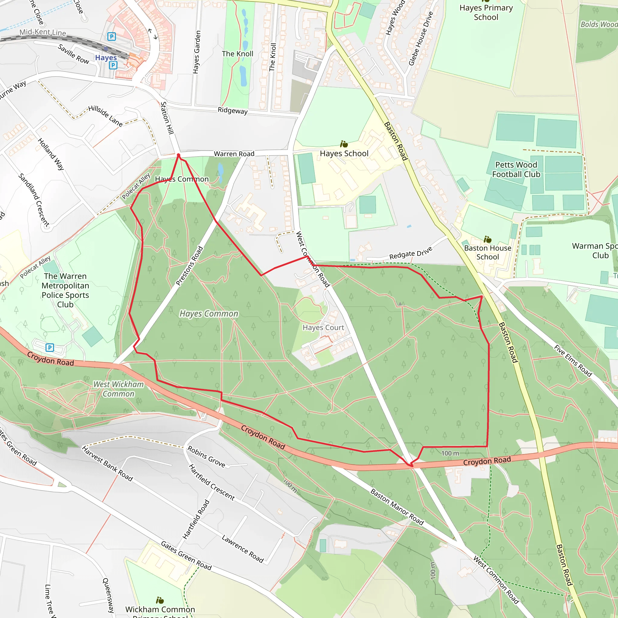 Hayes Common Loop mobile static map