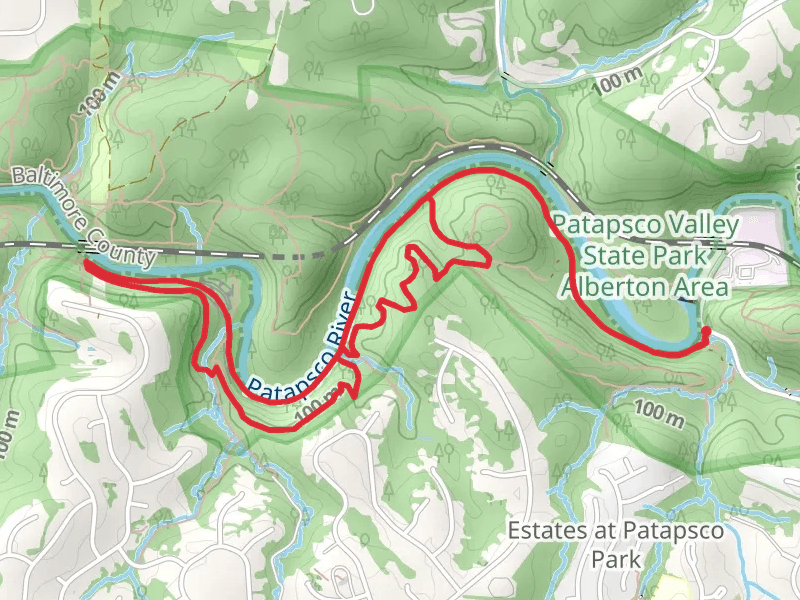 Patapsco Howard County Thru and Daniel's Singletrack Loop Trail