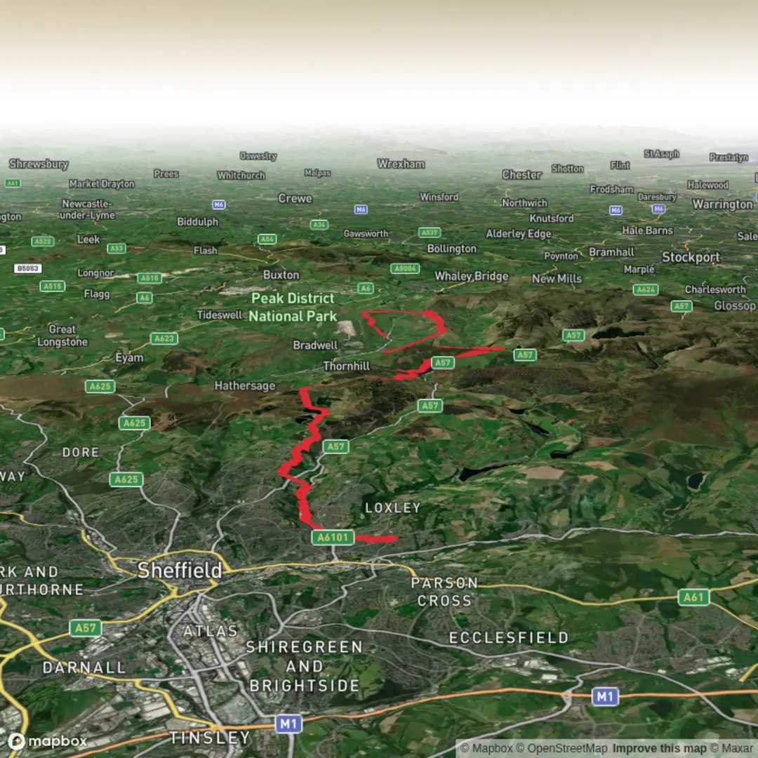 An image depicting the trail AI 2026 - Wadsley to Castleton and its surrounding area.