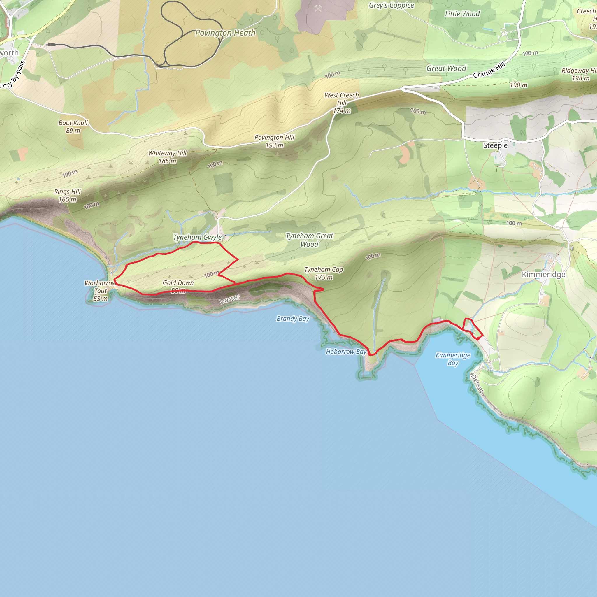 Washing Ledge and Tyneham Gwyle Walk mobile static map