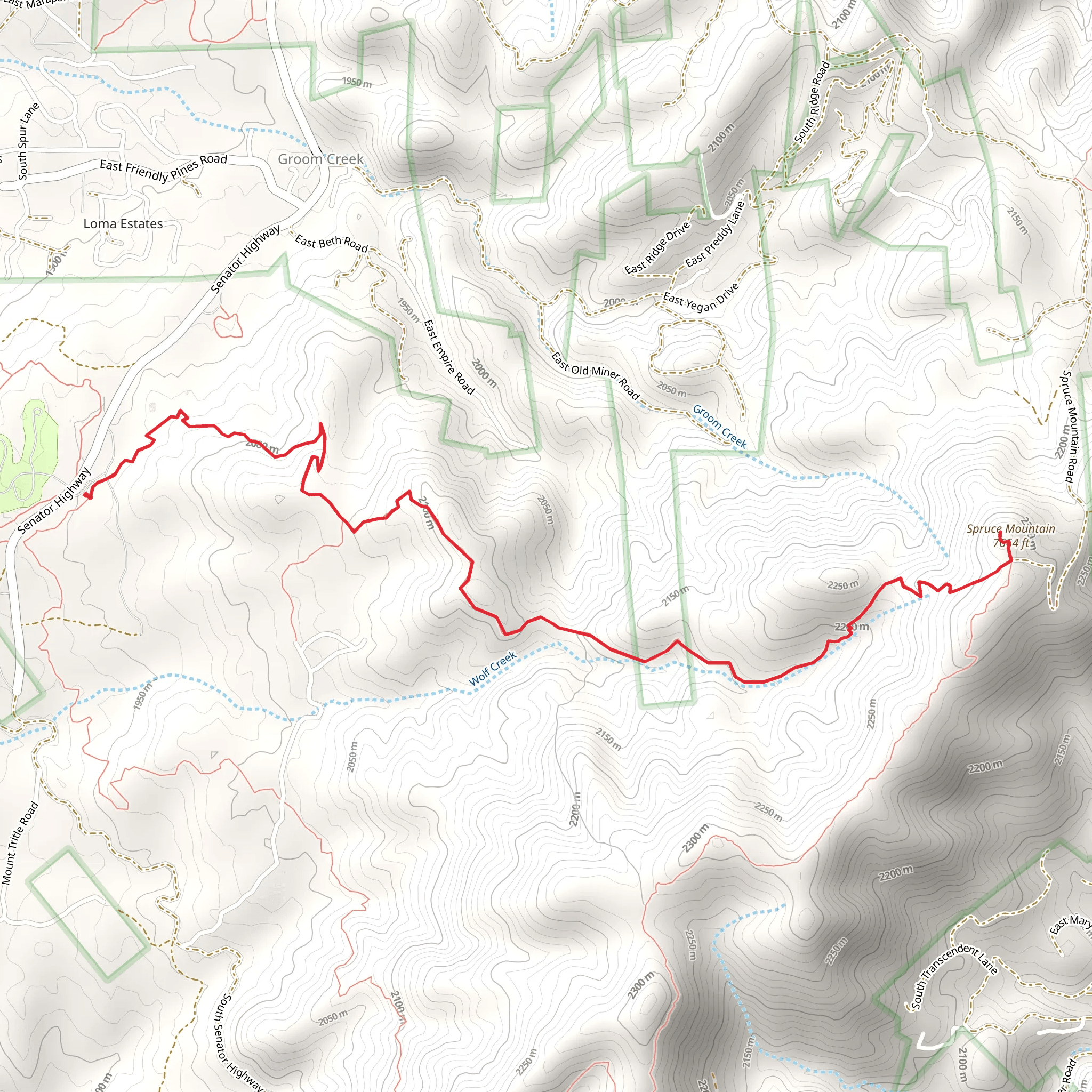 Spruce Mountain via Groom Creek Loop Trail mobile static map