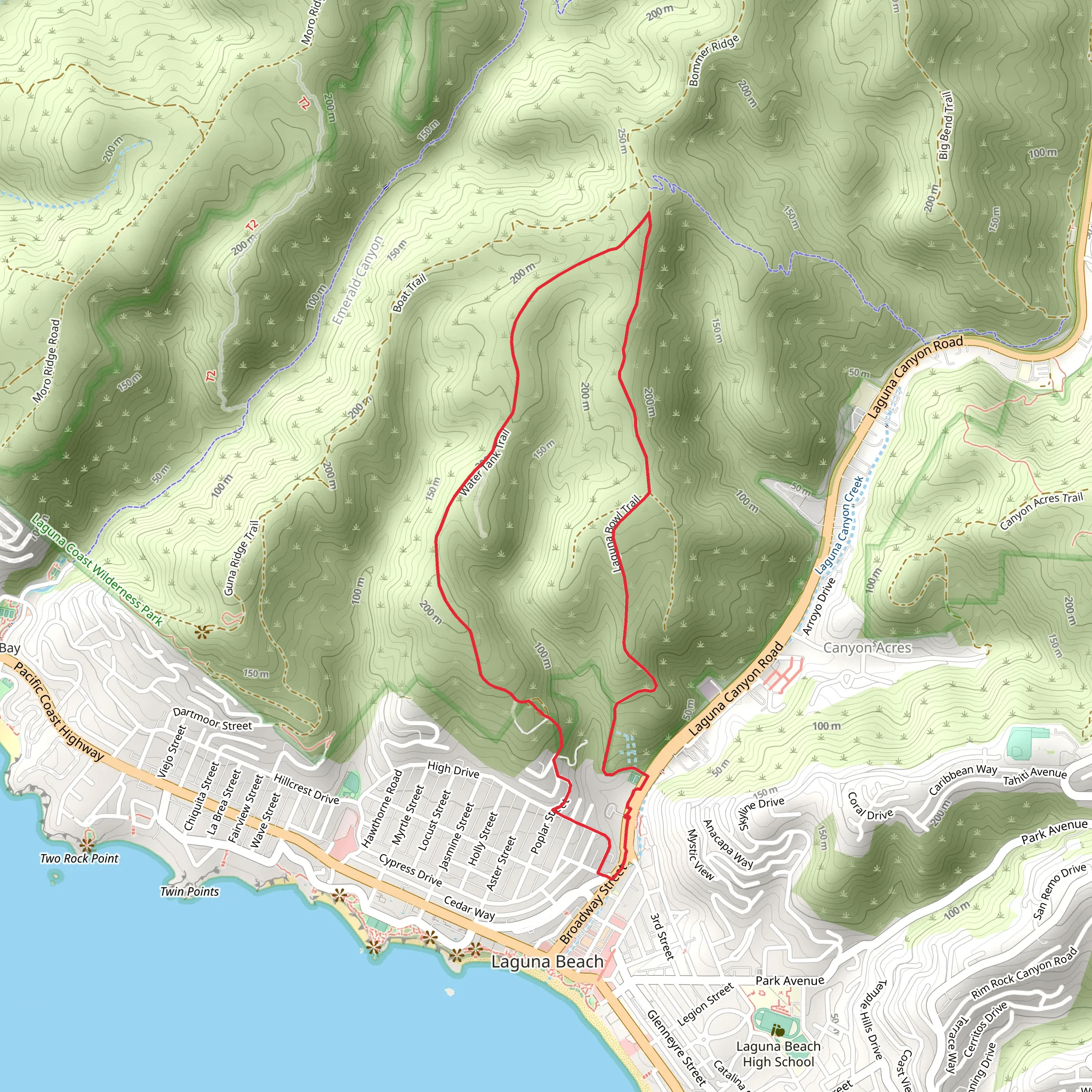 Laguna Bowl and Water Tank Loop Trail mobile static map