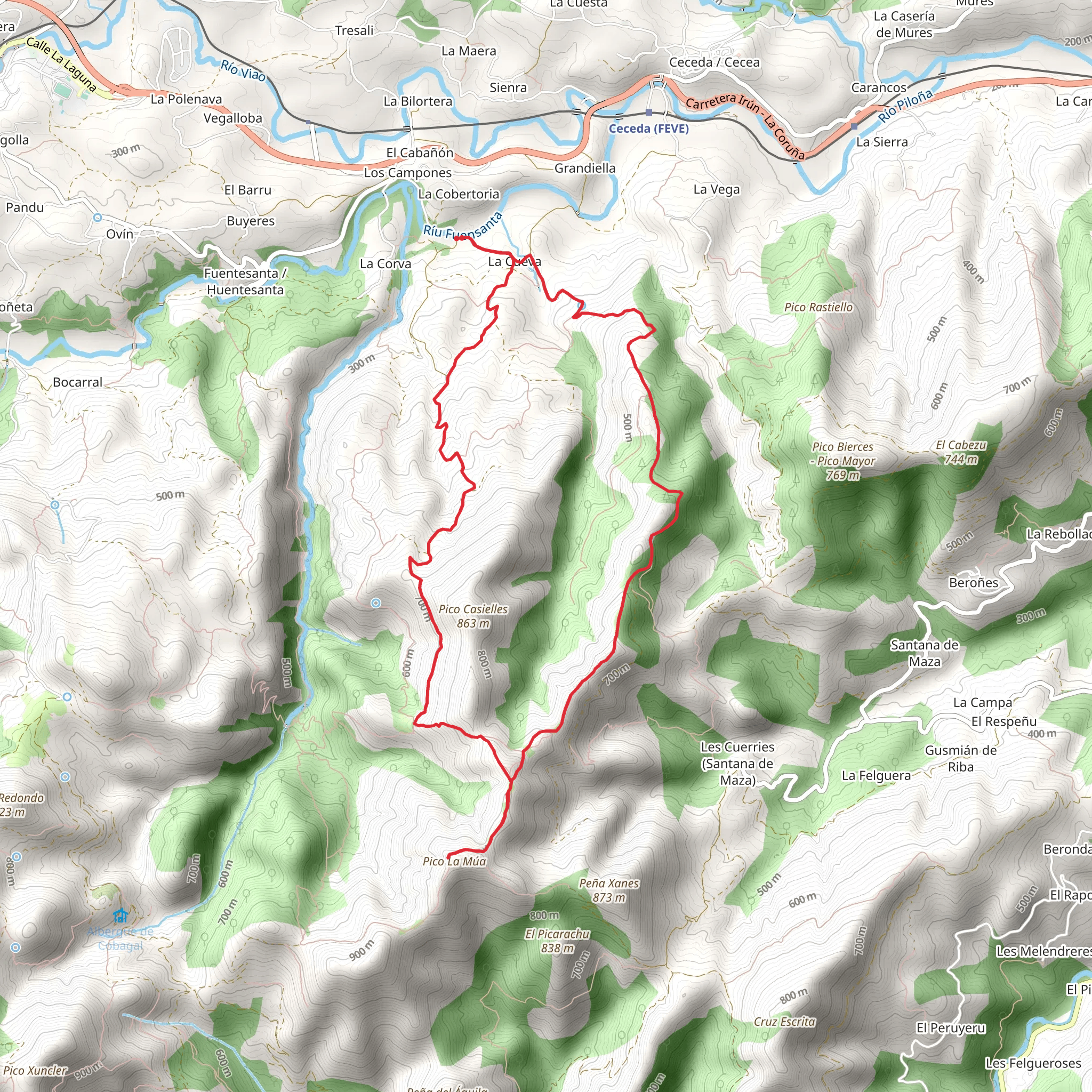 Route of Pico la Múa mobile static map