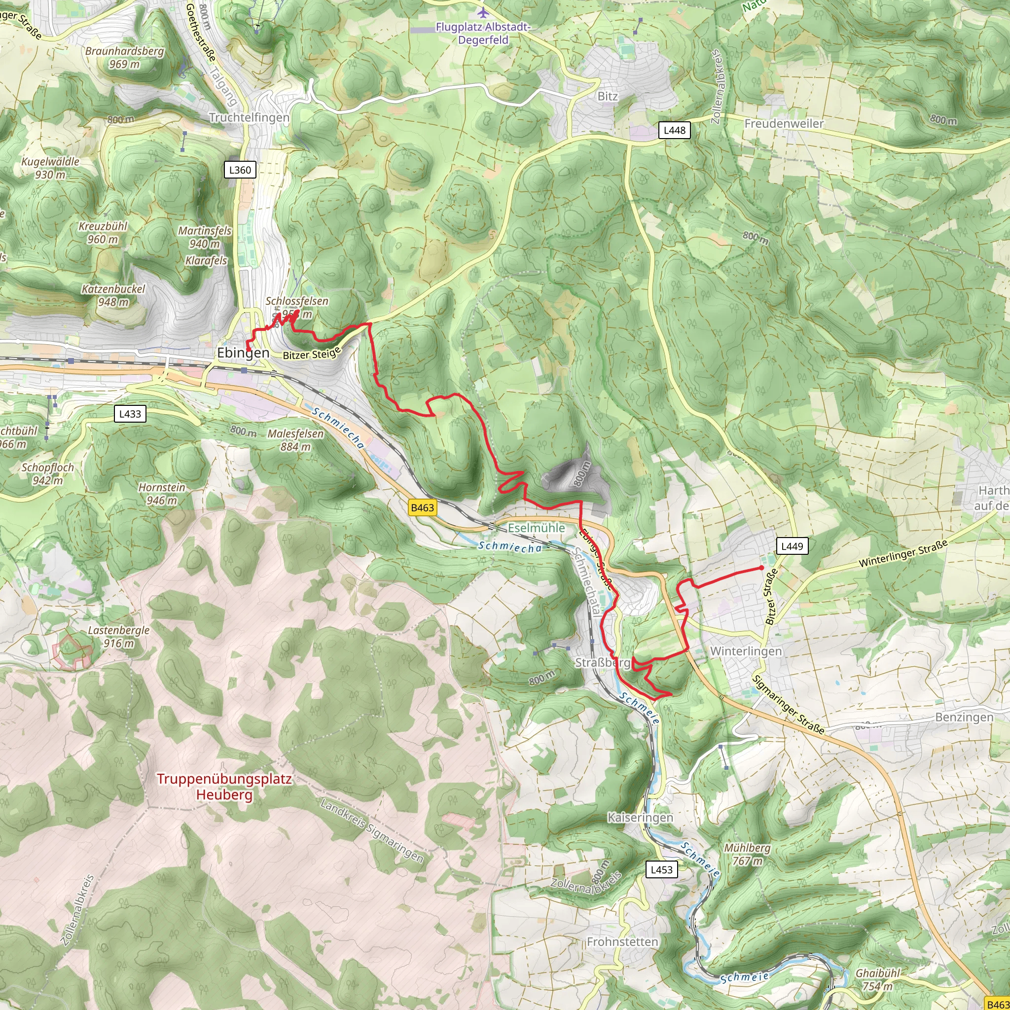 Winterlingen to Ebingen Walk mobile static map