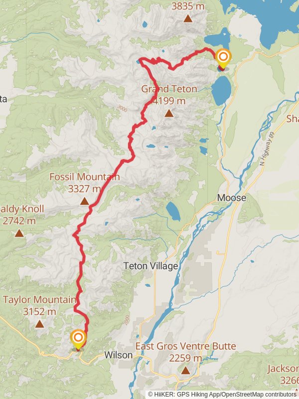 Teton Crest Trail mobile static map