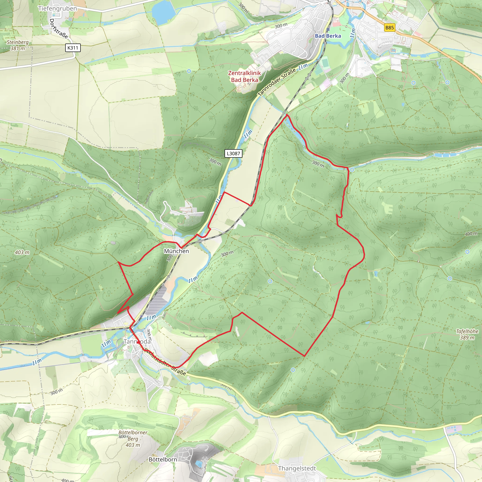 Heinrich Schuetz Weg and Kranich Rundwanderweg Loop mobile static map